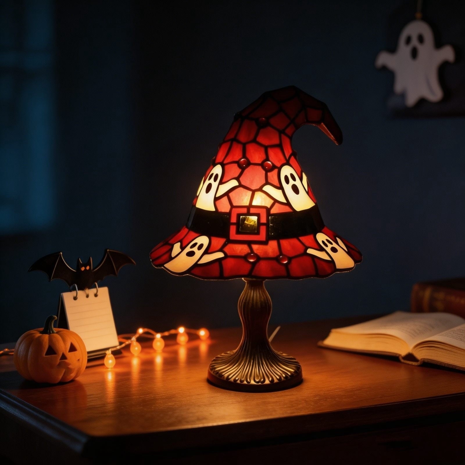 Halloween Decor Witch Hat Lamp, LED Halloween Night Light, Halloween Decorations Indoor, Witchy Decor for Shelf Mantel Table, Gothic Home Decoration