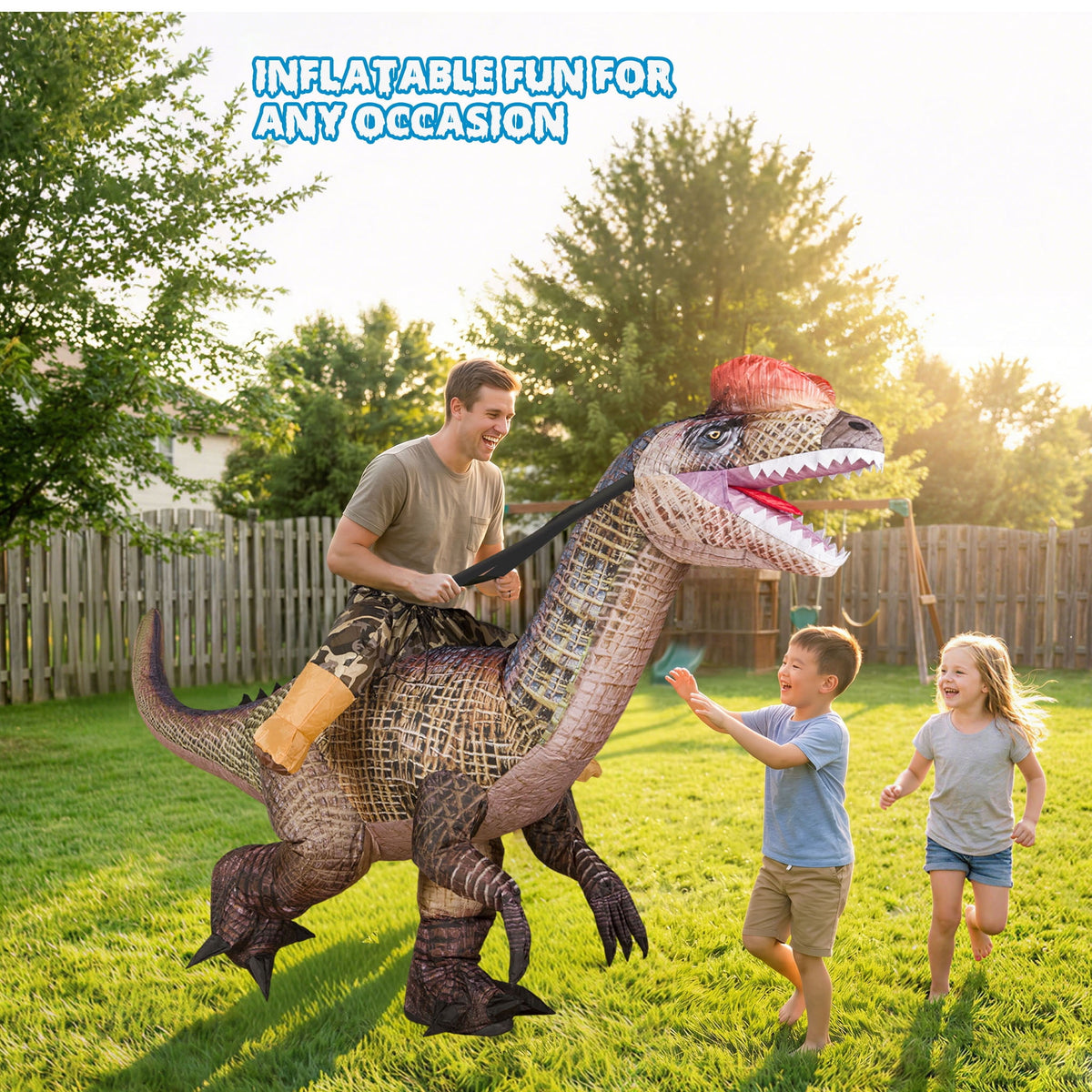 MAGOTAN Halloween Inflatable Dinosaur Costume Adult,Blow Up T Rex Suit Men Women, Halloween Adults Funny Blow Up Lightweight & Flexible for Cosplay, Parades