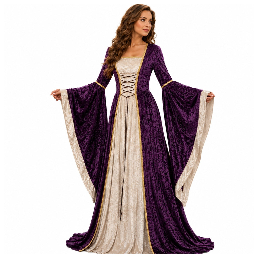 Witch Dress for Women Costume Halloween Vampire Dress 2026 Gothic Witch Costume Women Renaissance Medieval Velvet Outfit Cosplay Party White S