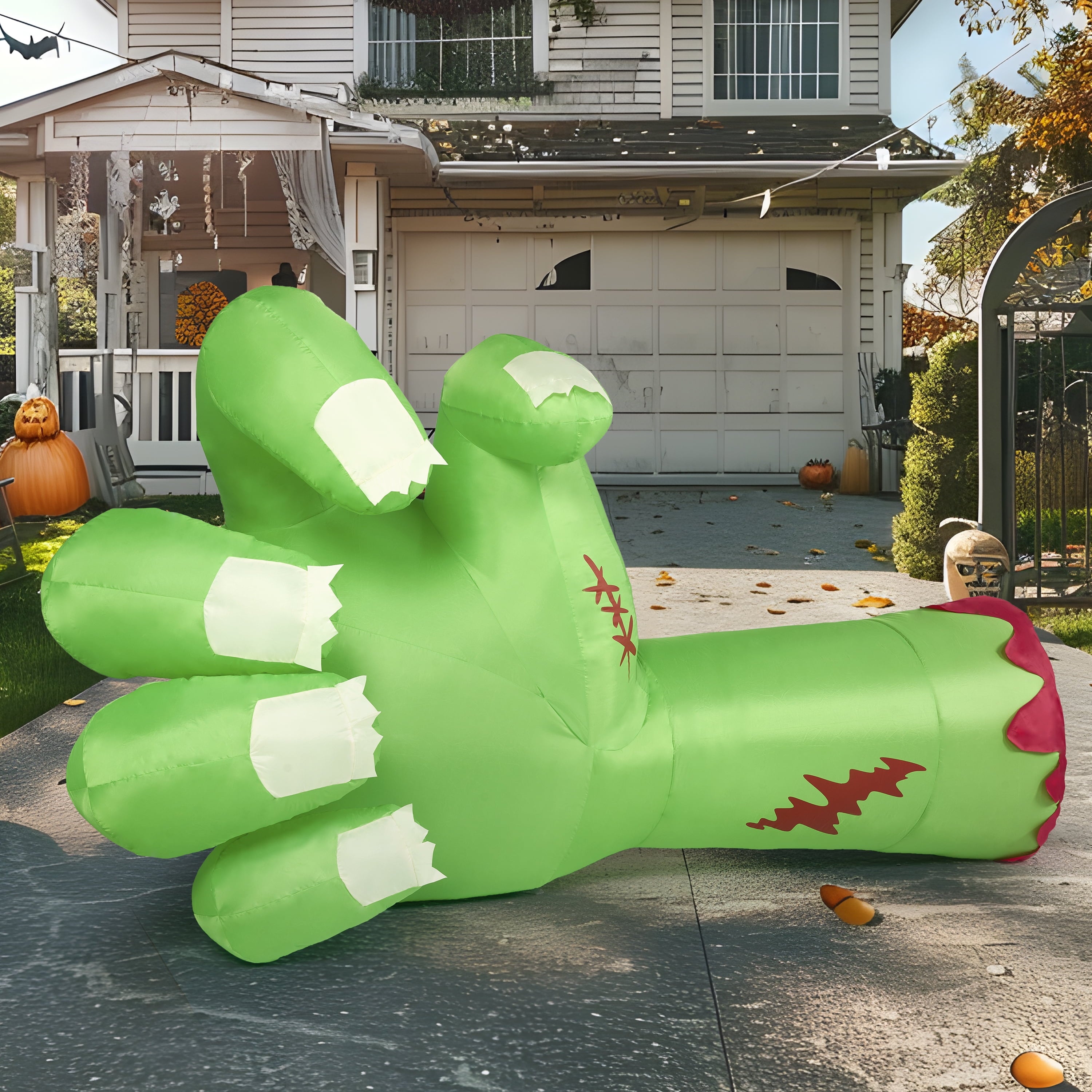 Joyfy 5.5ft Halloween Inflatables Long Light Up Skeleton Ground Breaker Halloween Inflatables Outdoor Decorations,Blow up Halloween Yard Decorations