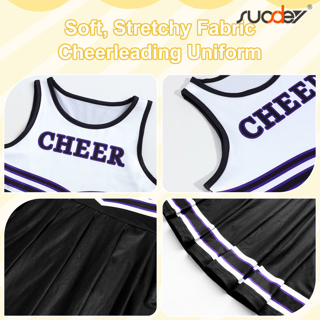 SUOSDEY Girls Cheerleader Costume Outfit Set,Kids Sleeveless Cheerleading Uniform for Party Birthday Halloween
