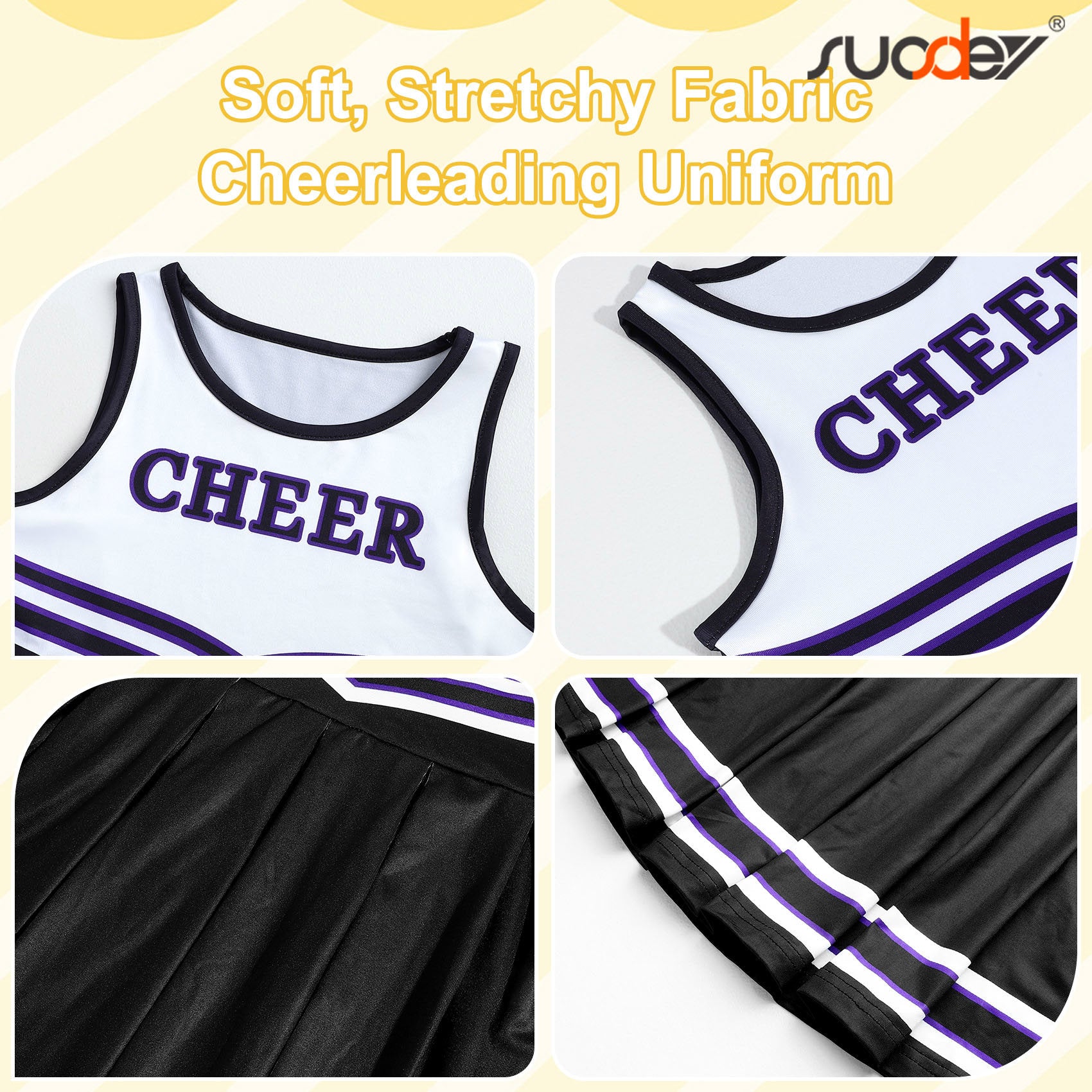 SUOSDEY Girls Cheerleader Costume Outfit Set,Kids Sleeveless Cheerleading Uniform for Party Birthday Halloween