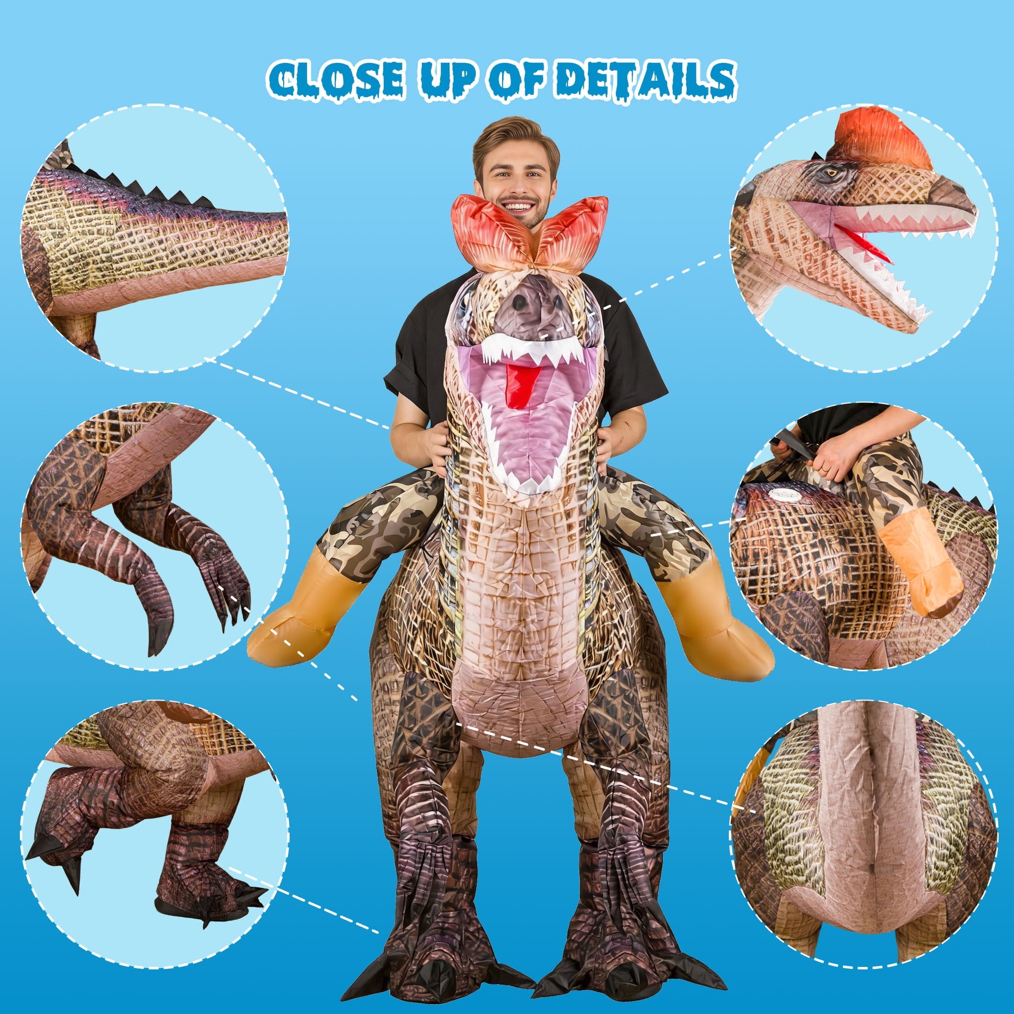 MAGOTAN Halloween Inflatable Dinosaur Costume Adult,Blow Up T Rex Suit Men Women, Halloween Adults Funny Blow Up Lightweight & Flexible for Cosplay, Parades