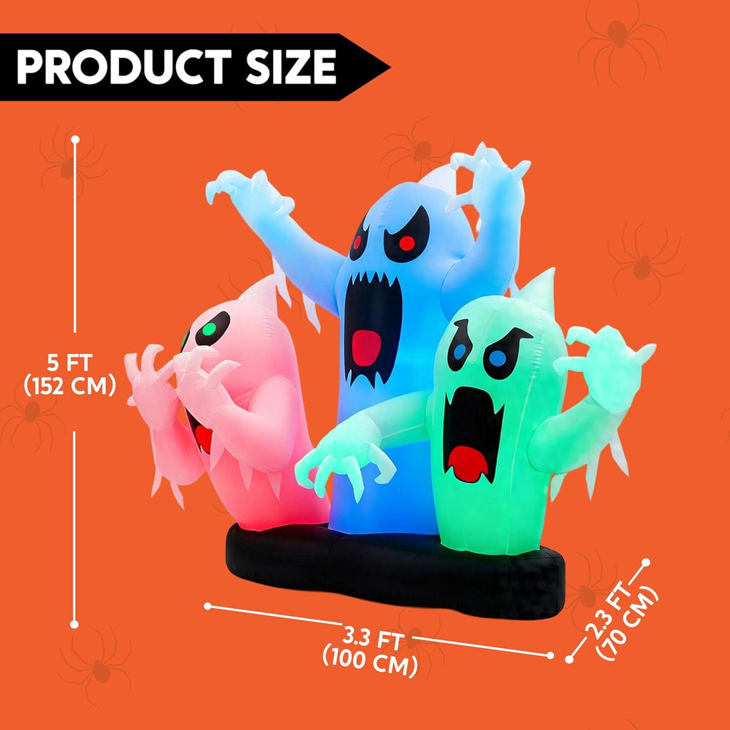 Joyfy 6 FT Halloween Inflatable Haunted Castle Decoration,Trunk or Treat Car Decorations Kit Ghost and Pumpkin with Built-in LED Light for Halloween Party Indoor,Outdoor,Yard,Garden Decor