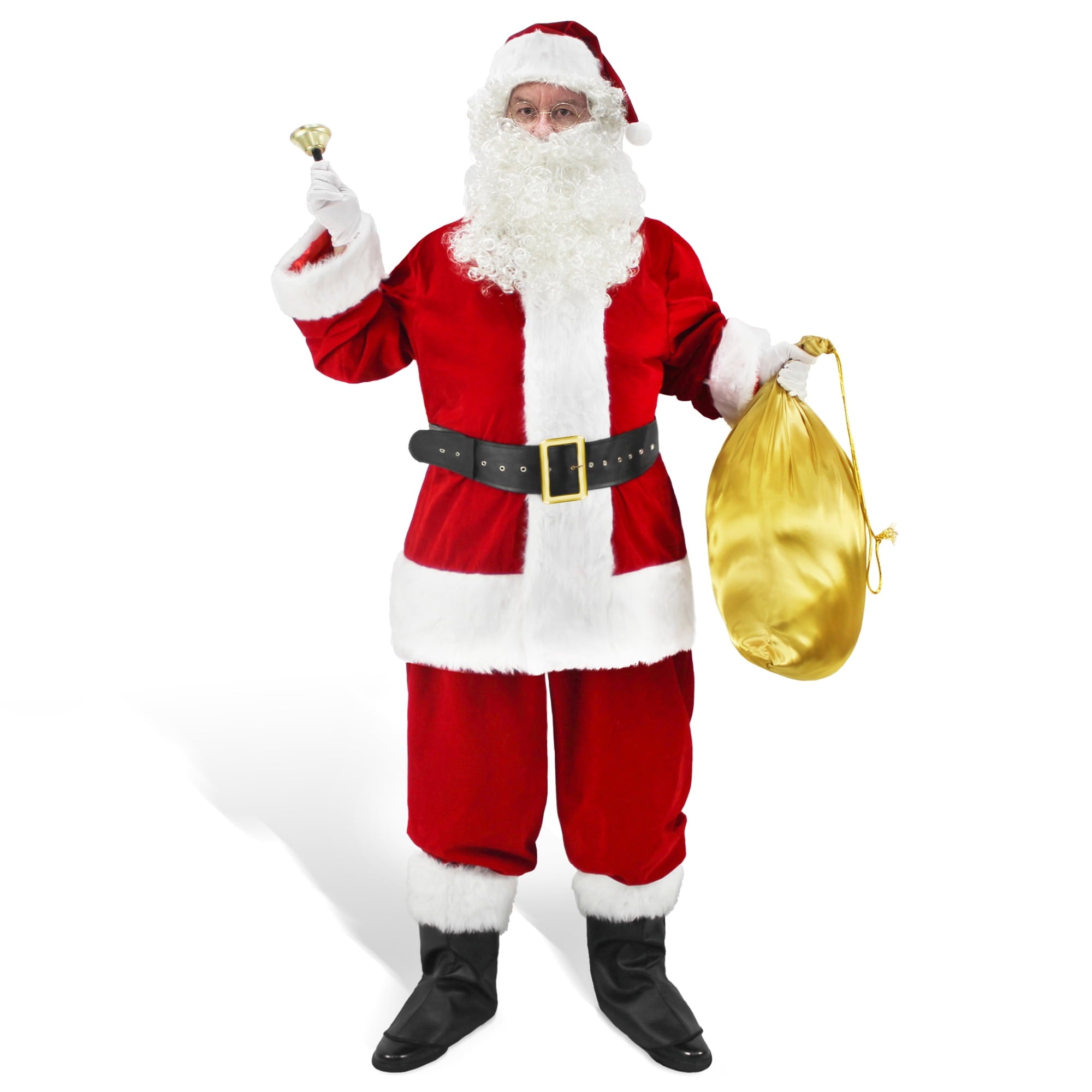 Men's Santa Claus Costume 11PCS. Velvet Adult Deluxe Santa Suit -M