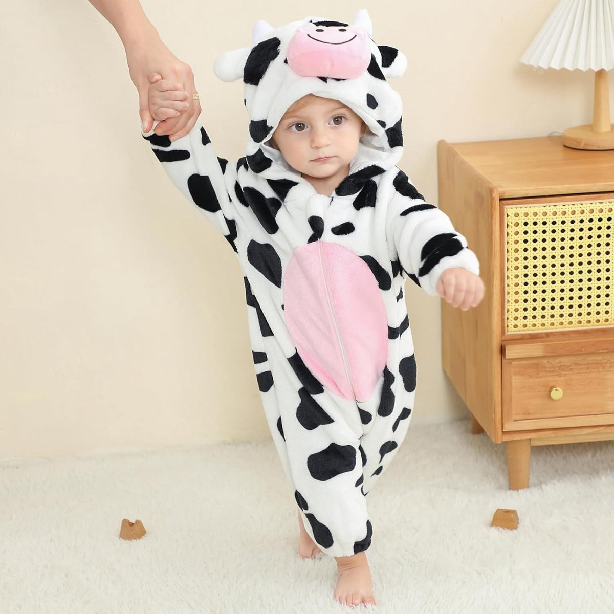 WIBACKER 0-3T Unisex Baby Animal Costume Winter Autumn Flannel Hooded Romper Christmas and Halloween Panda Cosplay Jumpsuit