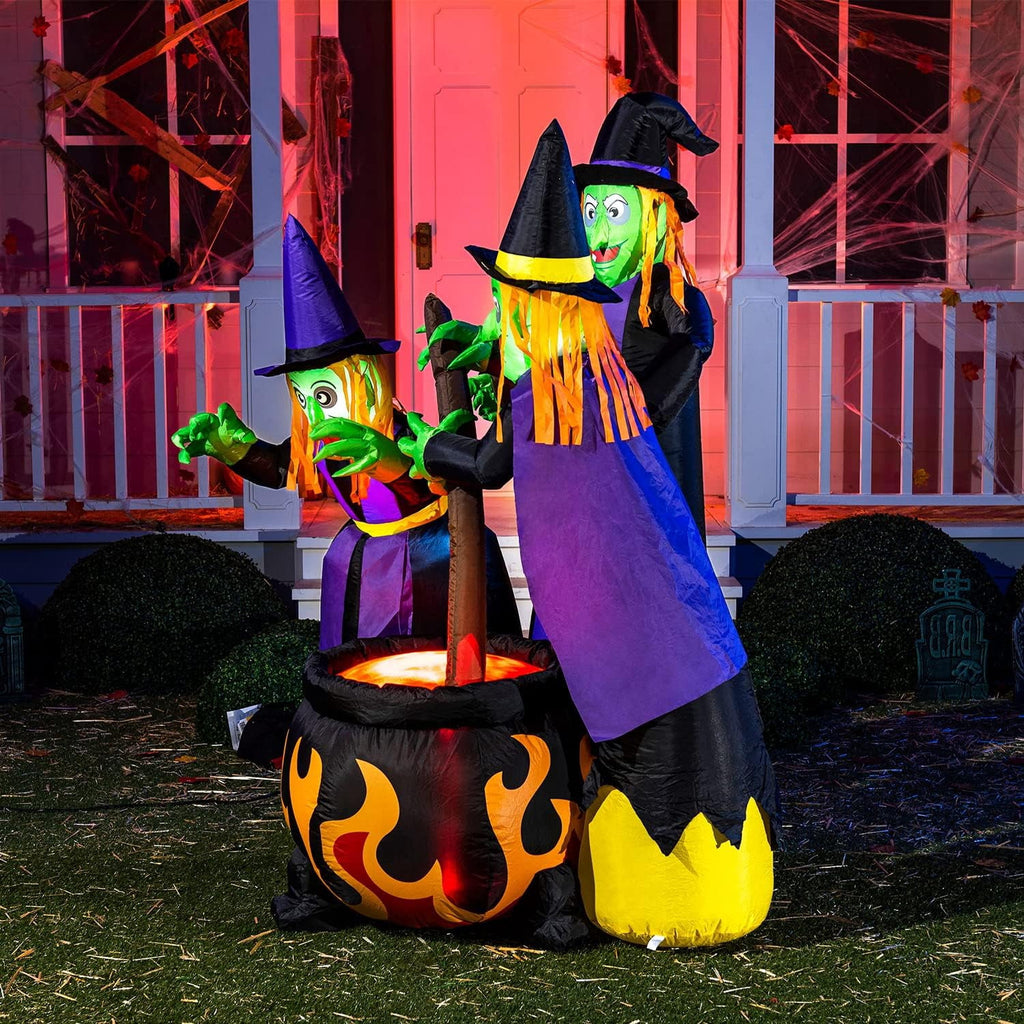 Joyfy 6 ft Halloween Inflatable Outdoor Witches Cauldron Pot Large Decorations with Flame Light,Halloween Blow Ups for Outside Yard Decoration