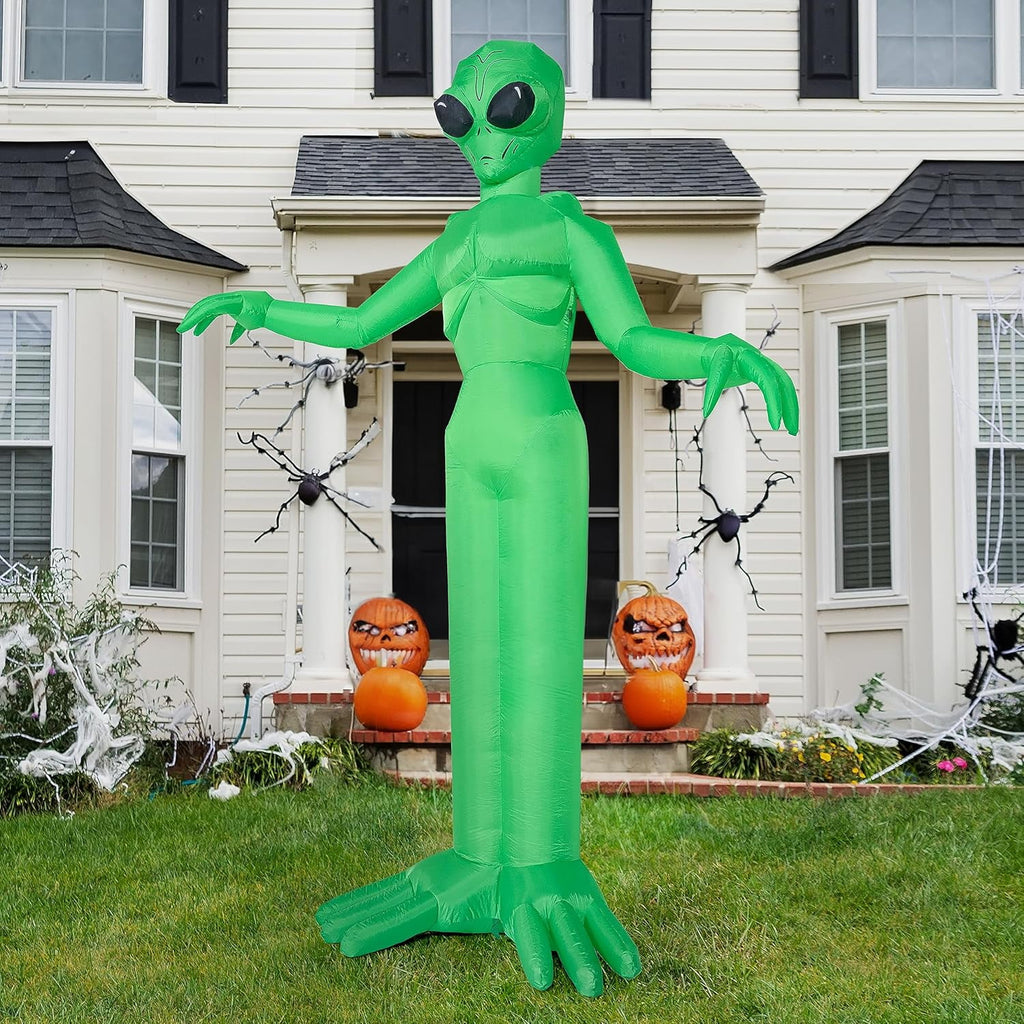 Joyfy 9 ft Halloween Inflatable Giant Alien Decoration with Built-in LEDs,Alien Halloween Decorations Outdoor Blow Up Yard Lawn Decoration
