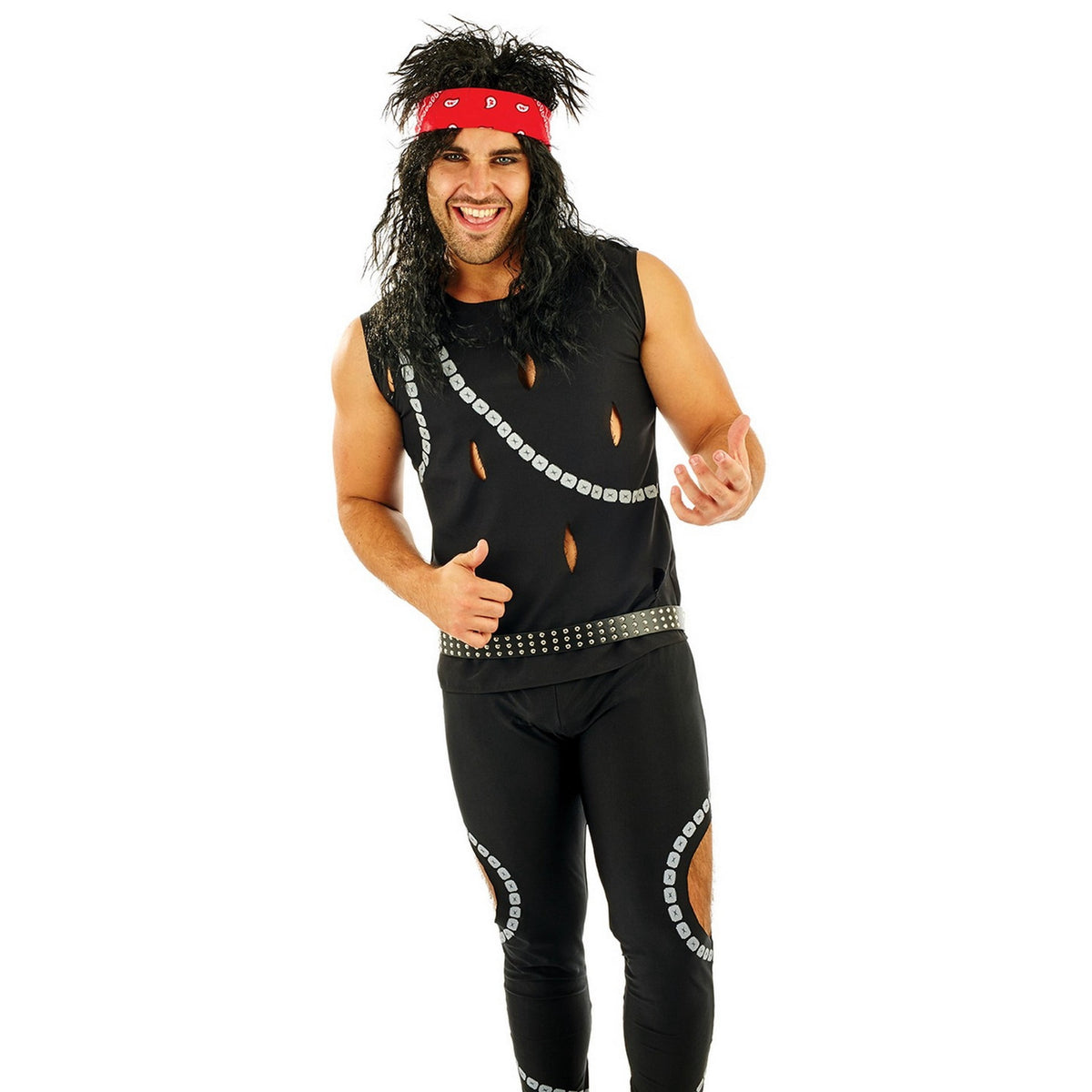 Fun Shack Mens 80s Glam Rocker Costume Adult Rockstar Rock Punk Star Fancy Dress Halloween Black L