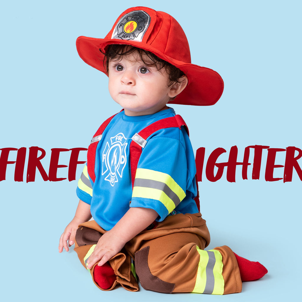Joyfy Halloween Toddler Firefighter Costume, Fireman Costume for Infants Boys Halloween Party Dress up Cosplay