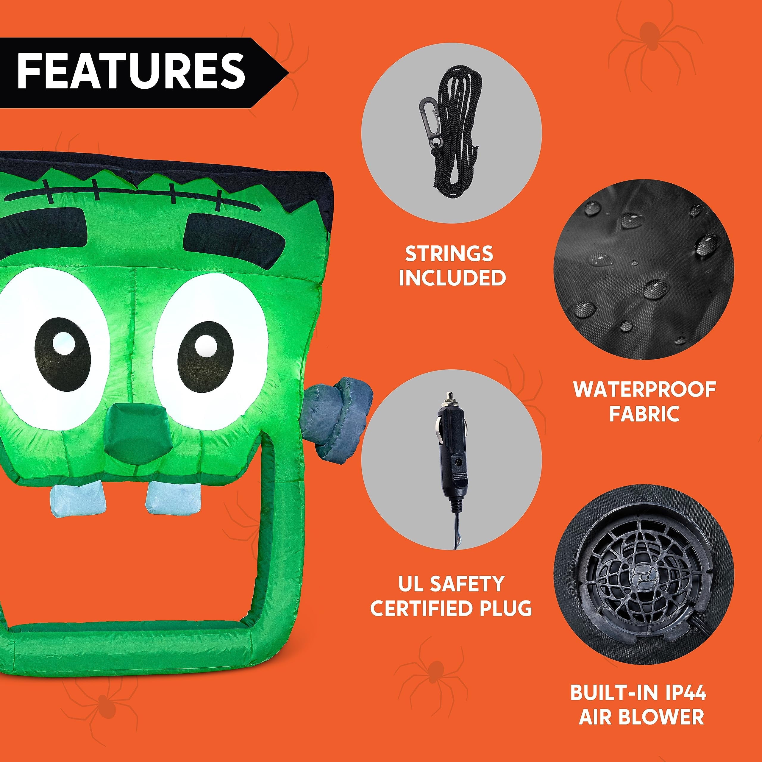 Joyfy 6 FT Halloween Inflatable Haunted Castle Decoration,Trunk or Treat Car Decorations Kit Ghost and Pumpkin with Built-in LED Light for Halloween Party Indoor,Outdoor,Yard,Garden Decor