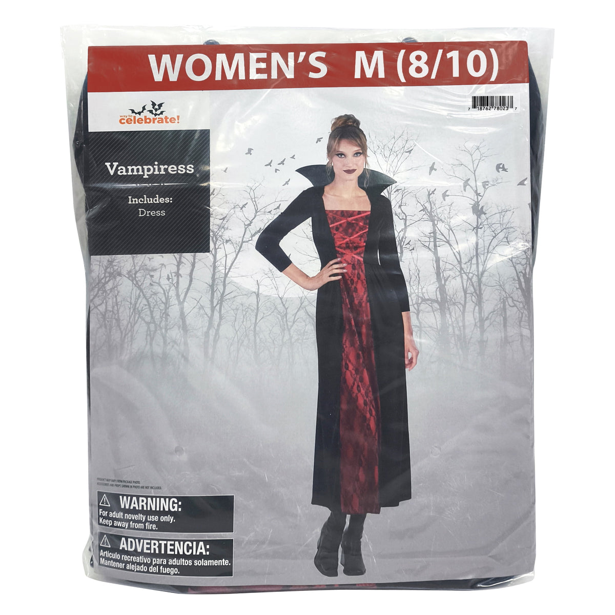 Vampiress Halloween Costume for Adults, Women's Size S (4/6), by Way to Celebrate