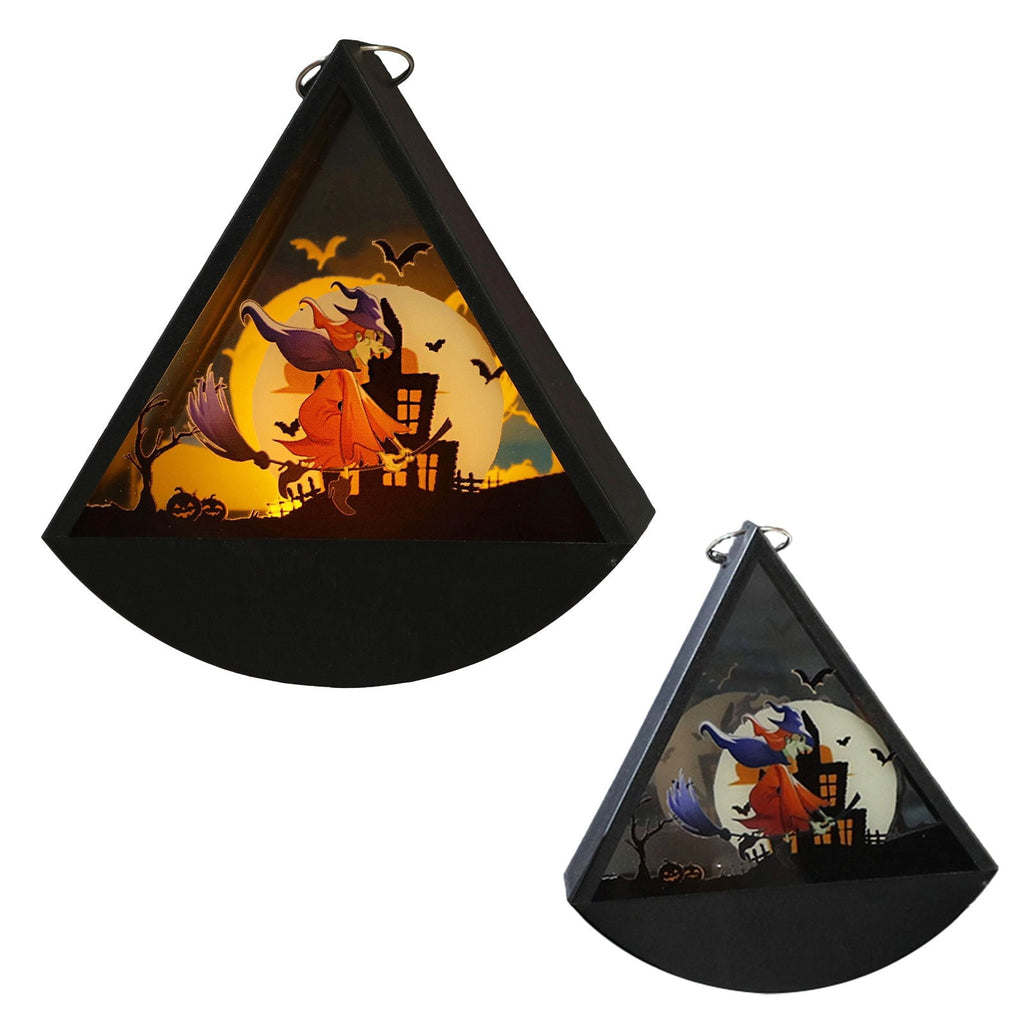 Cheapark Halloween Lanterns Decorations, Battery Operated Black Pumpkin Witch Lanterns, Flickering Light For Indoor Party Home Decor