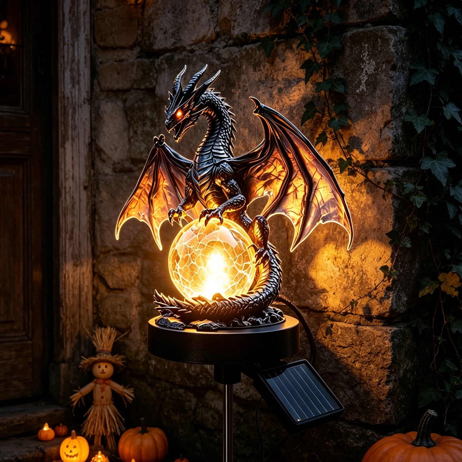 Clearance! Highland Cow Solar Garden Light, 18in Garden Statue with LED Glow, Waterproof Outdoor Yard Decor Stake, Resin Lawn Pathway Light for Backyard Patio Porch Halloween Gift