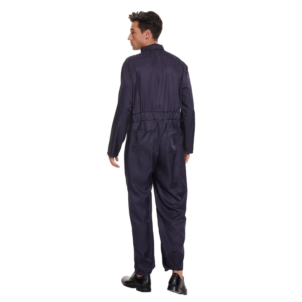 WASFDN Navy Blue Jumpsuit Coveralls Adult Men Halloween Cosplay Jumpsuit Costume,M