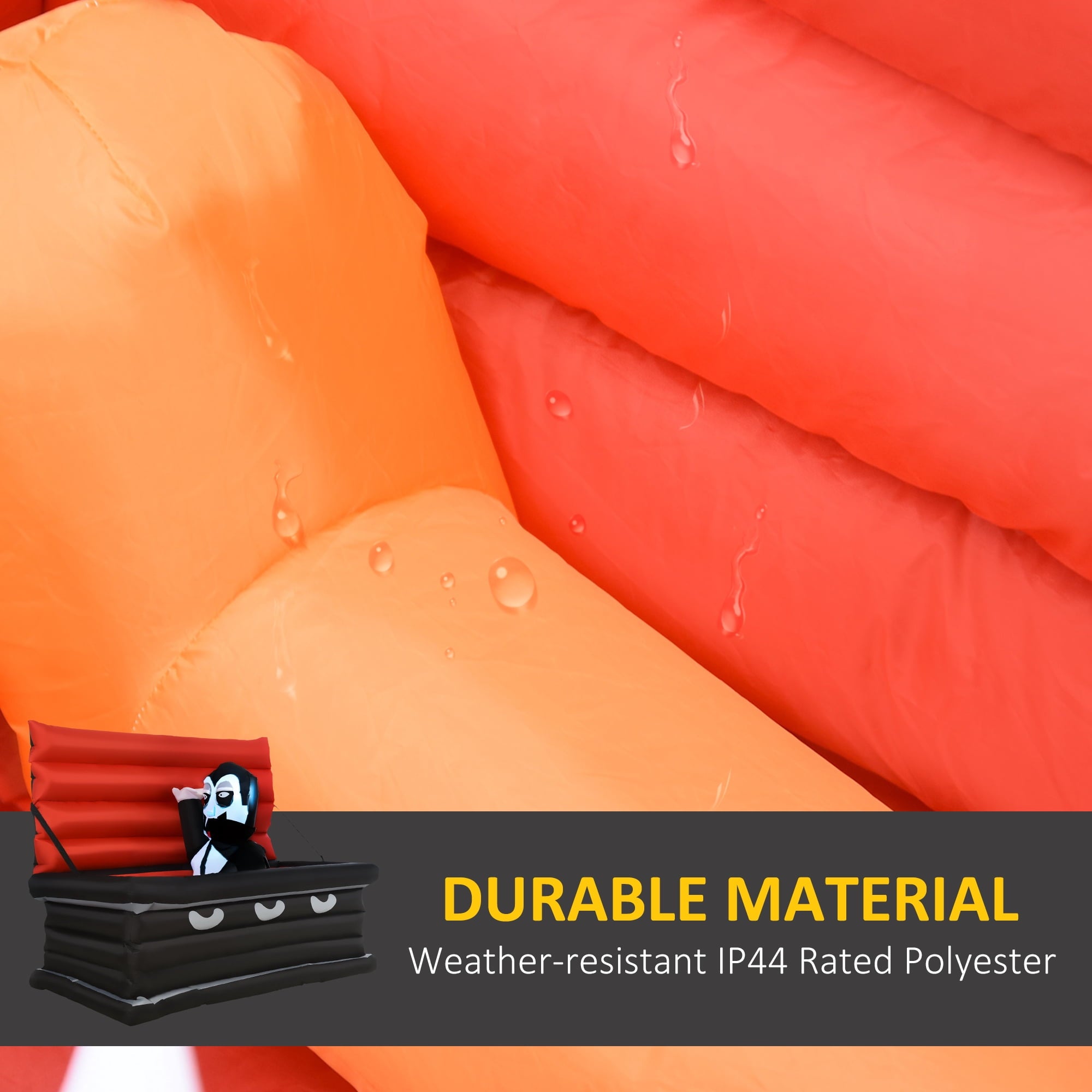 HomCom Vampire Giant Coffin Outdoor LED Waterproof Yard Inflatable, 2.6'