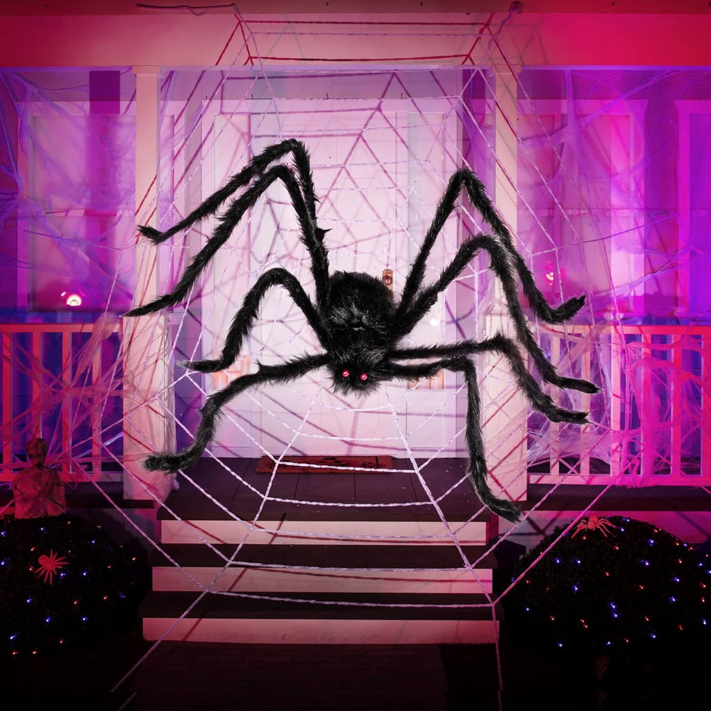 Ayieyill Spider Halloween Decorations Outdoor, 5FT Scary Giant Spider for Halloween Yard Decorations, Haunted House Props, 1pc