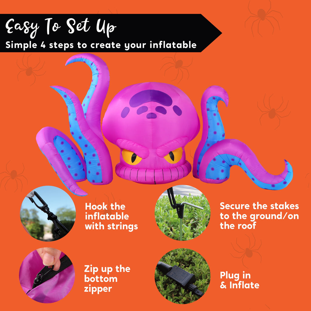 Joyfy 5.5ft Halloween Inflatables Long Light Up Skeleton Ground Breaker Halloween Inflatables Outdoor Decorations,Blow up Halloween Yard Decorations
