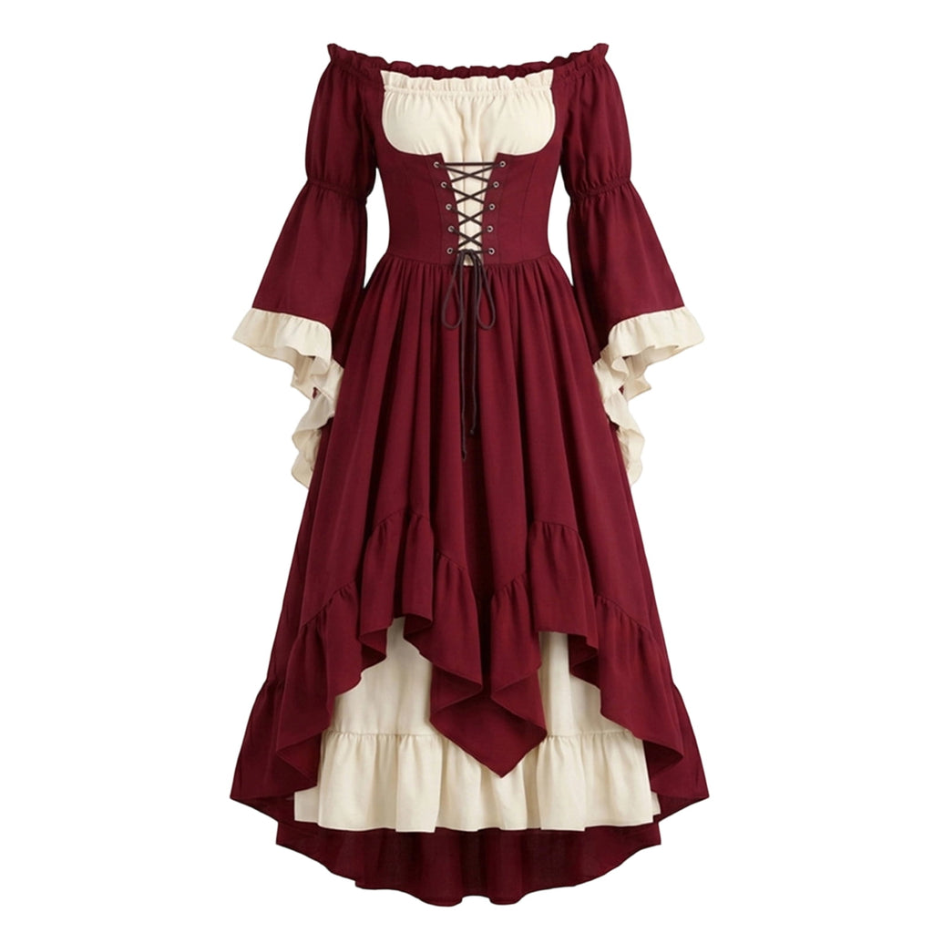 Anmrize Full Length Halloween Dress, Renaissance Faire Outfit, Women Medieval Victorian Gown, Off Shoulder Renaissance Dress, Womens's Medieval Renaissance Costume Cosplay Over Dress, White S