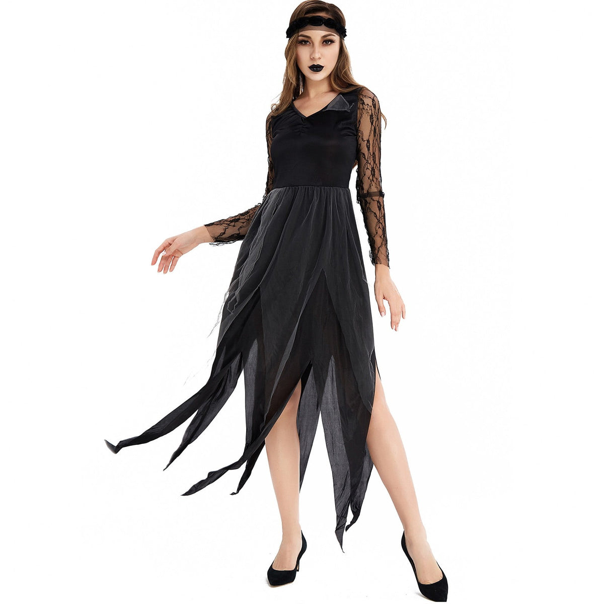 Halloween Witch Costume Women, Classic Retro Witch Costumes for Women Halloween Fancy Dress Witch Dress Black L