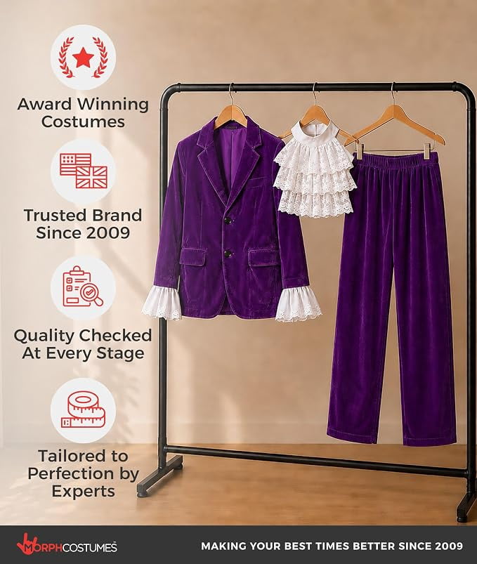 Fun Shack Mens 60s Purple Austin Powers Costume Adult Halloween Costumes Purple M
