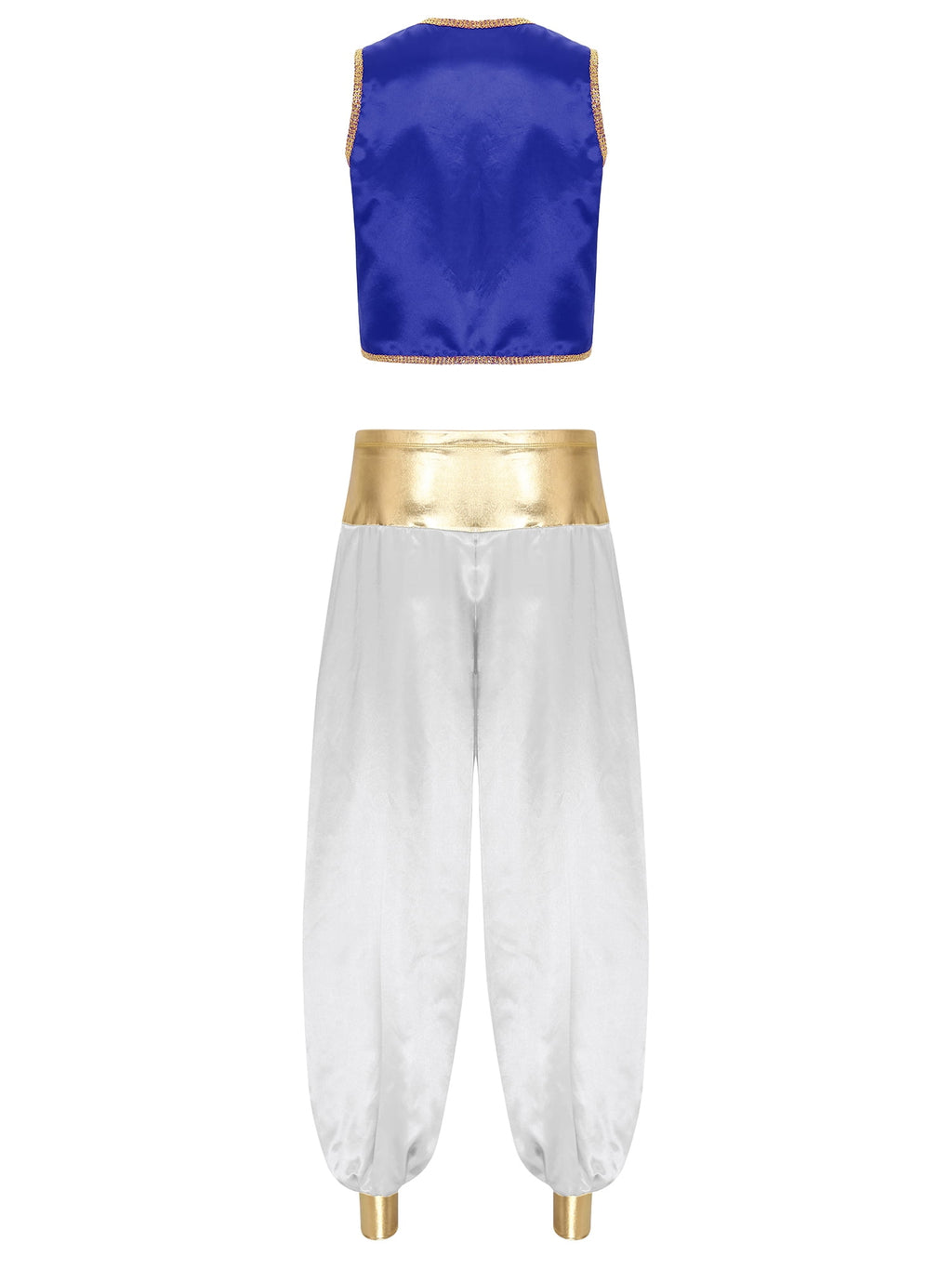 iiniim Mens Arabian Prince Costume Open Front Vest with Pants Halloween Show Fancy Dress up Outfit Royal Blue&Royal Blue S