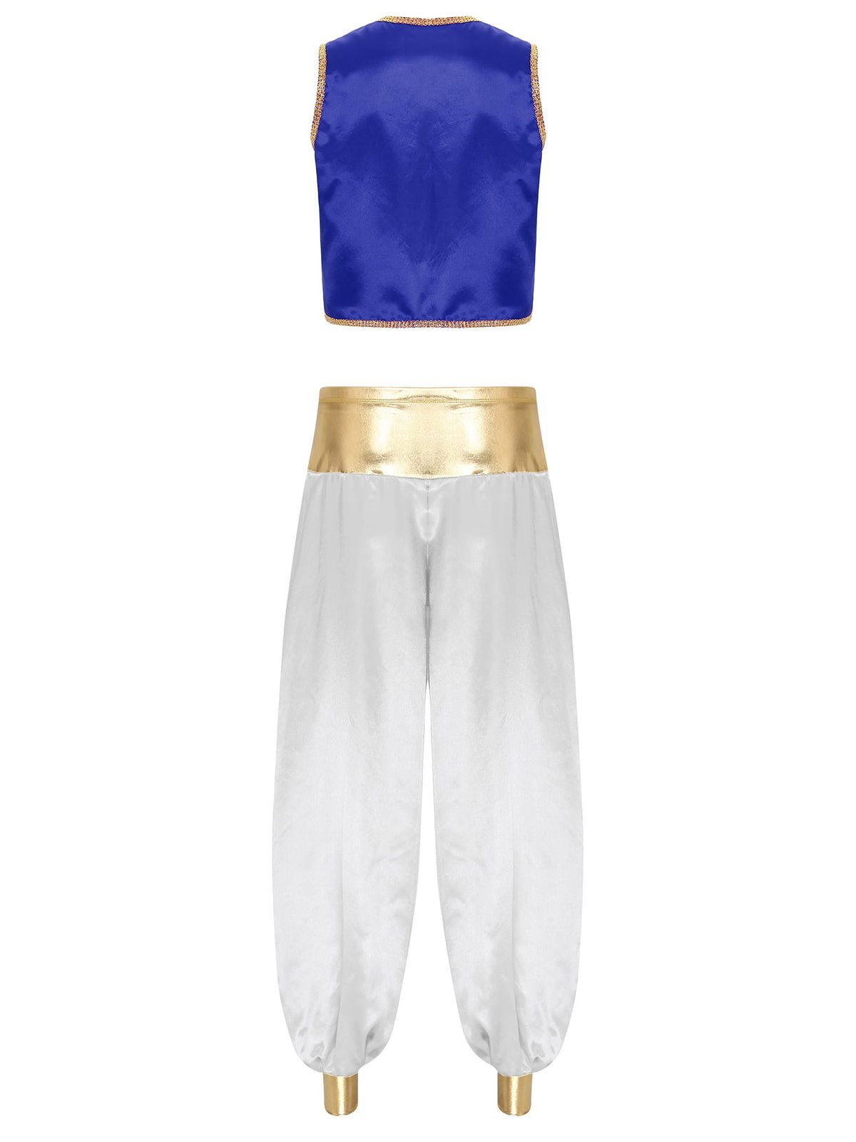 iiniim Mens Arabian Prince Costume Open Front Vest with Pants Halloween Show Fancy Dress up Outfit Royal Blue&Royal Blue S