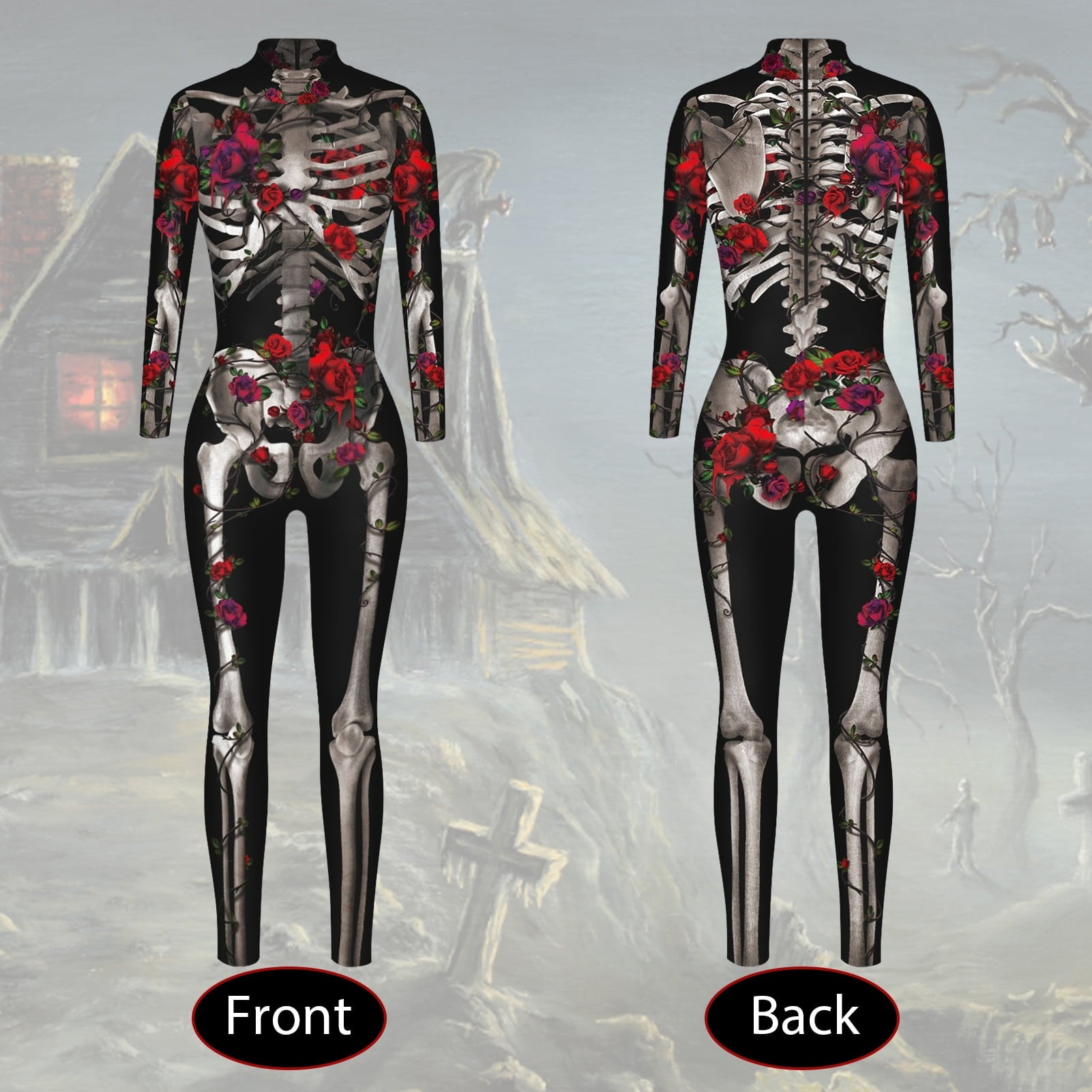 Alaiyaky Halloween Costumes for Women 3D Print Skeleton Jumpsuit Skeleton Costume Sexy Bodycon Bodysuit Vampire Costume Adult Spooky Costume Design's for Parties