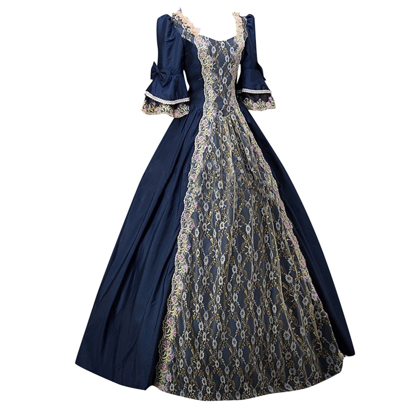 UPPADA Plus Size Victorian Dress for Women Lace Up Flare Sleeve Ball Gown with Corset Evening Party Maxi Gowns Vintage Cocktail Dress Wedding Dresses Early