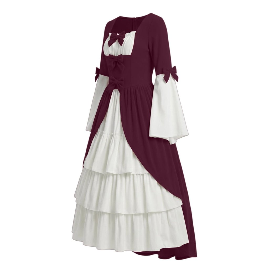 Gothic Dresses for Women Medieval Renaissance Halloween Costume Lace Up Corset High Low Ruffle Hem Square Neck Vintage Gown