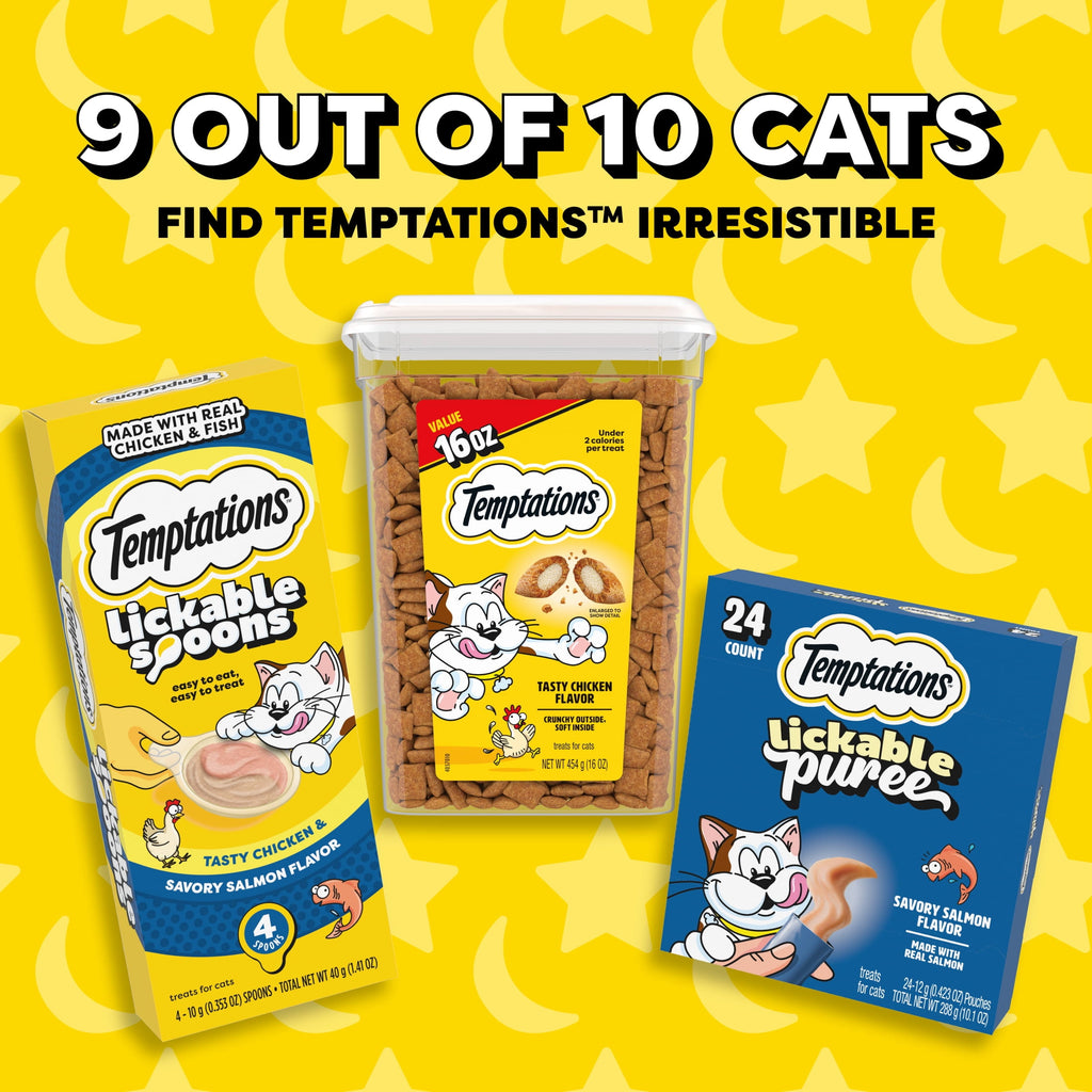 (4 pack) Temptations Mixups Crunchy and Soft Cat Treats Tasty Human, Chicken, Liver & Beef Flavors, 3 oz Pouch
