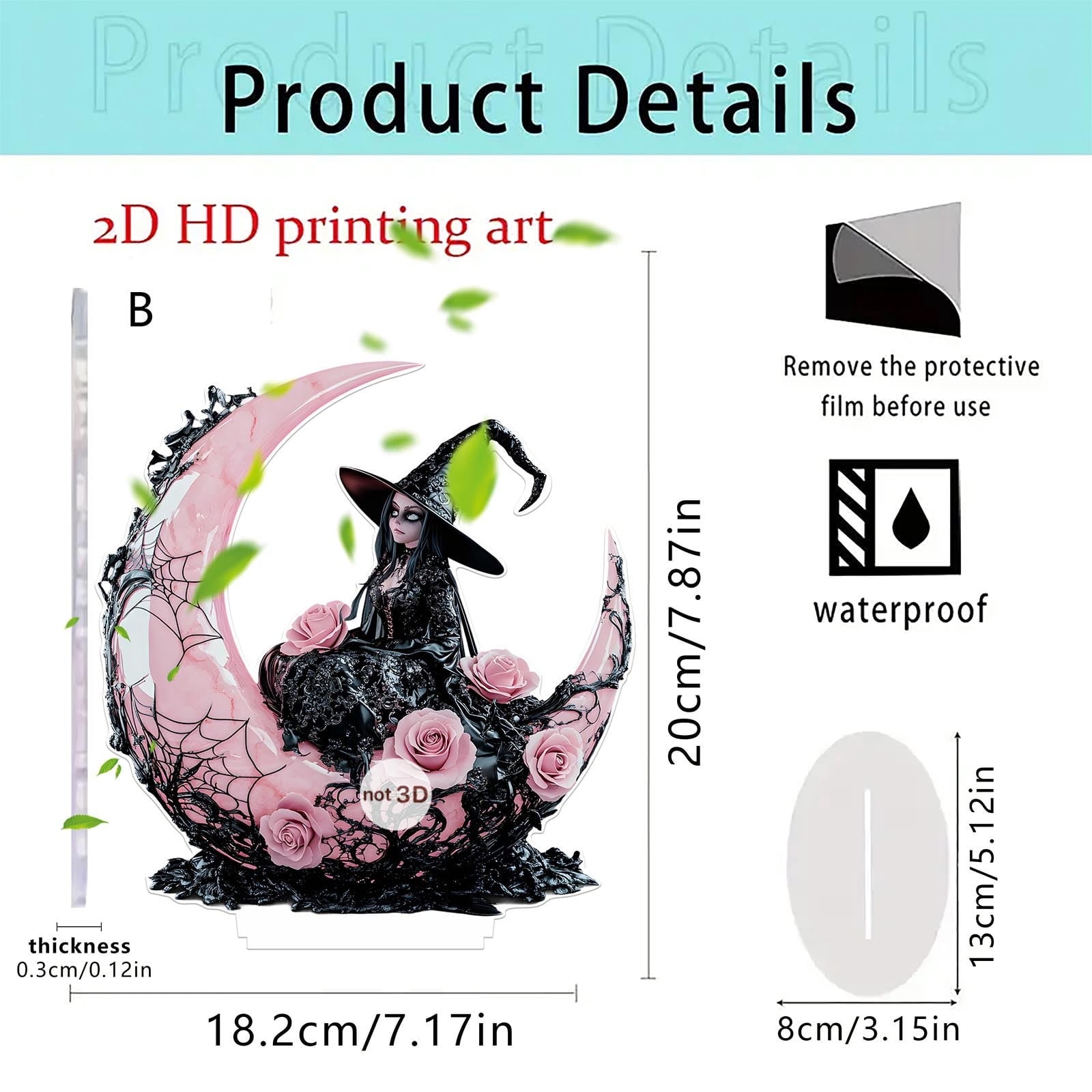 PEIBang Halloween Witch 2D Acrylic Decor,Halloween Tabletop Centerpiece for Living Room Home Party Decorations