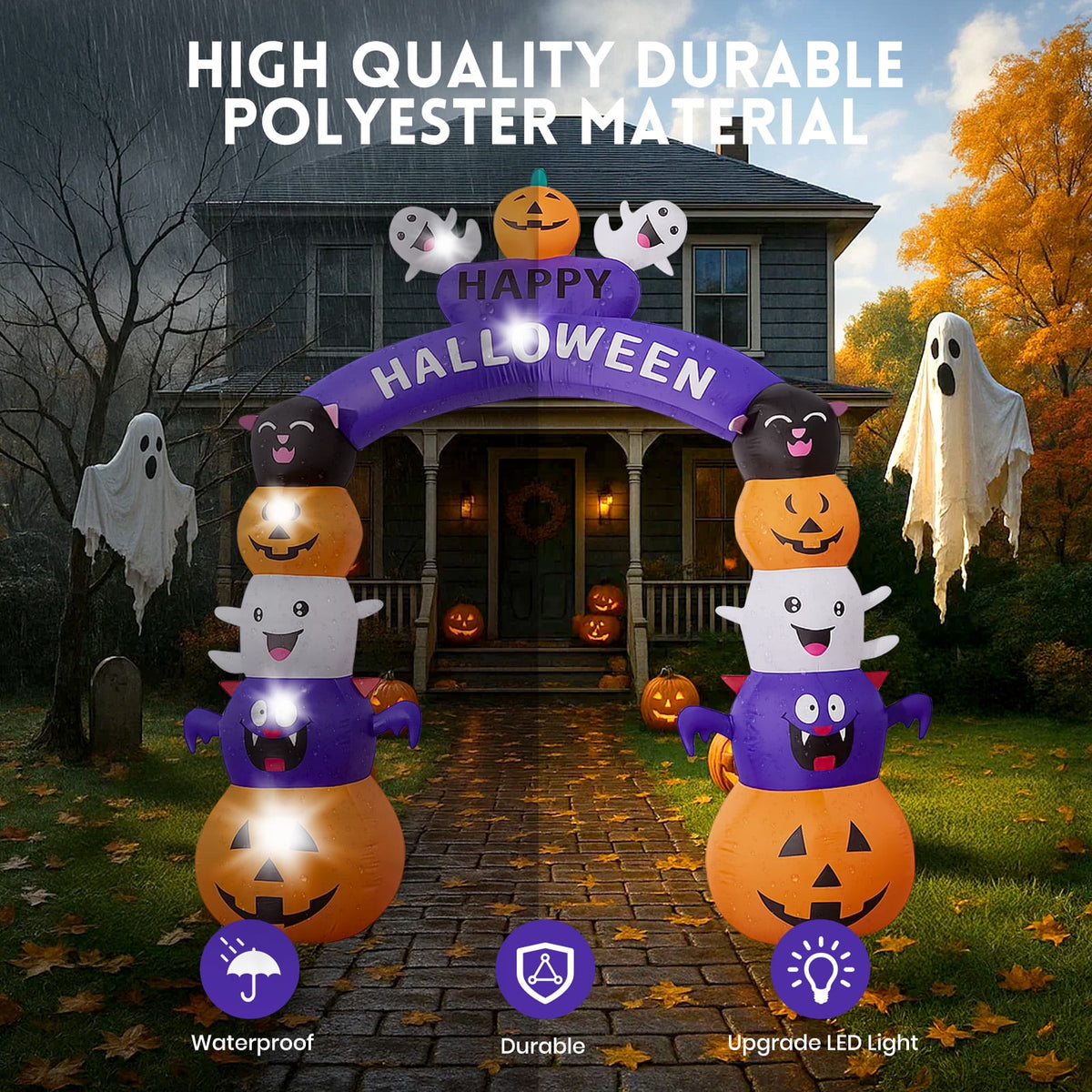 GVDV 8 FT Halloween Inflatables Archway Outdoor Decorations for Front Yard Lawn Garden Decor