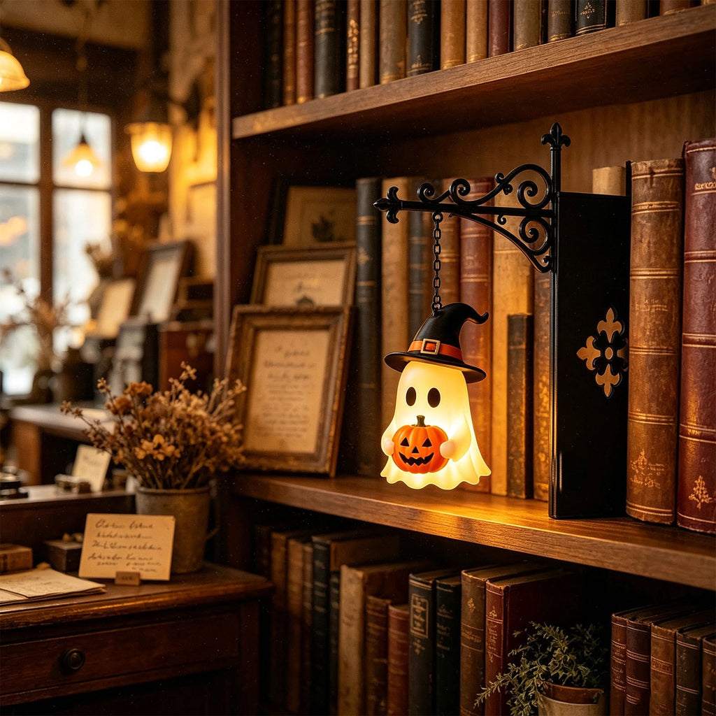 Halloween Ghost Library Lantern Decorative Bookshelf Lighting, Reading Book Shelf Lights for Study Reading Corner Home Library Gift for Book Lovers Bookworms