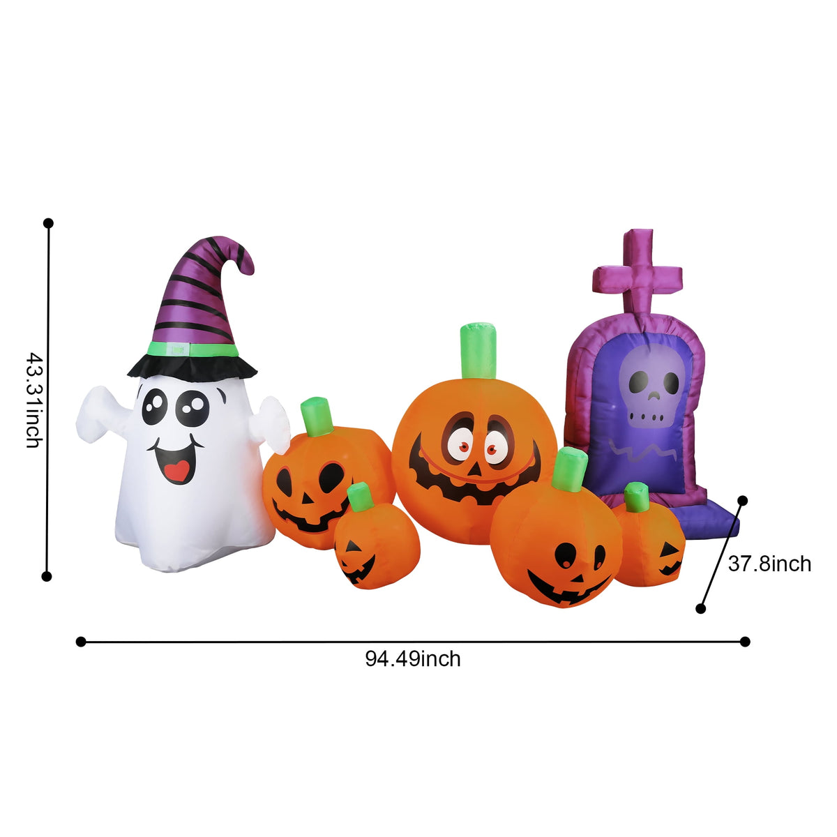 MAGOTAN 6 FT Halloween Inflatable Pumpkin Halloween Inflatable Pumpkins and Cat Outdoor Yard Decoration Build-in 7 LED White Lights