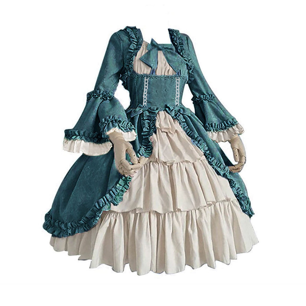 Jsaierl Womens Halloween Costumes Retro Medieval Victorian Goth Plus Size Dresses Adult Costumes Party 1800s Ball Gown Renaissance Dress
