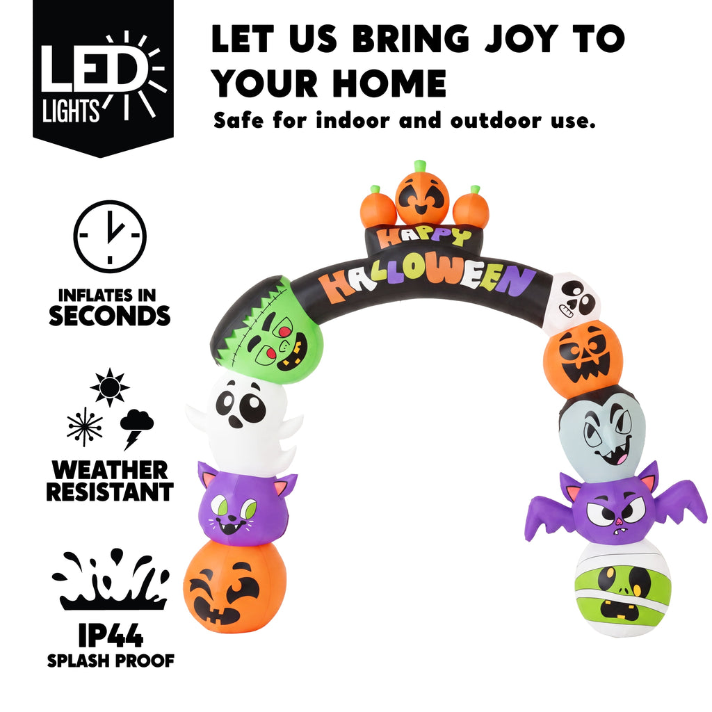 Joyfy 8 ft Halloween Inflatable Pumpkin Archway Outdoor Decoration,Blow Up Arch Decor for Yard with Build-in LED Lights for Yard,Garden & Party