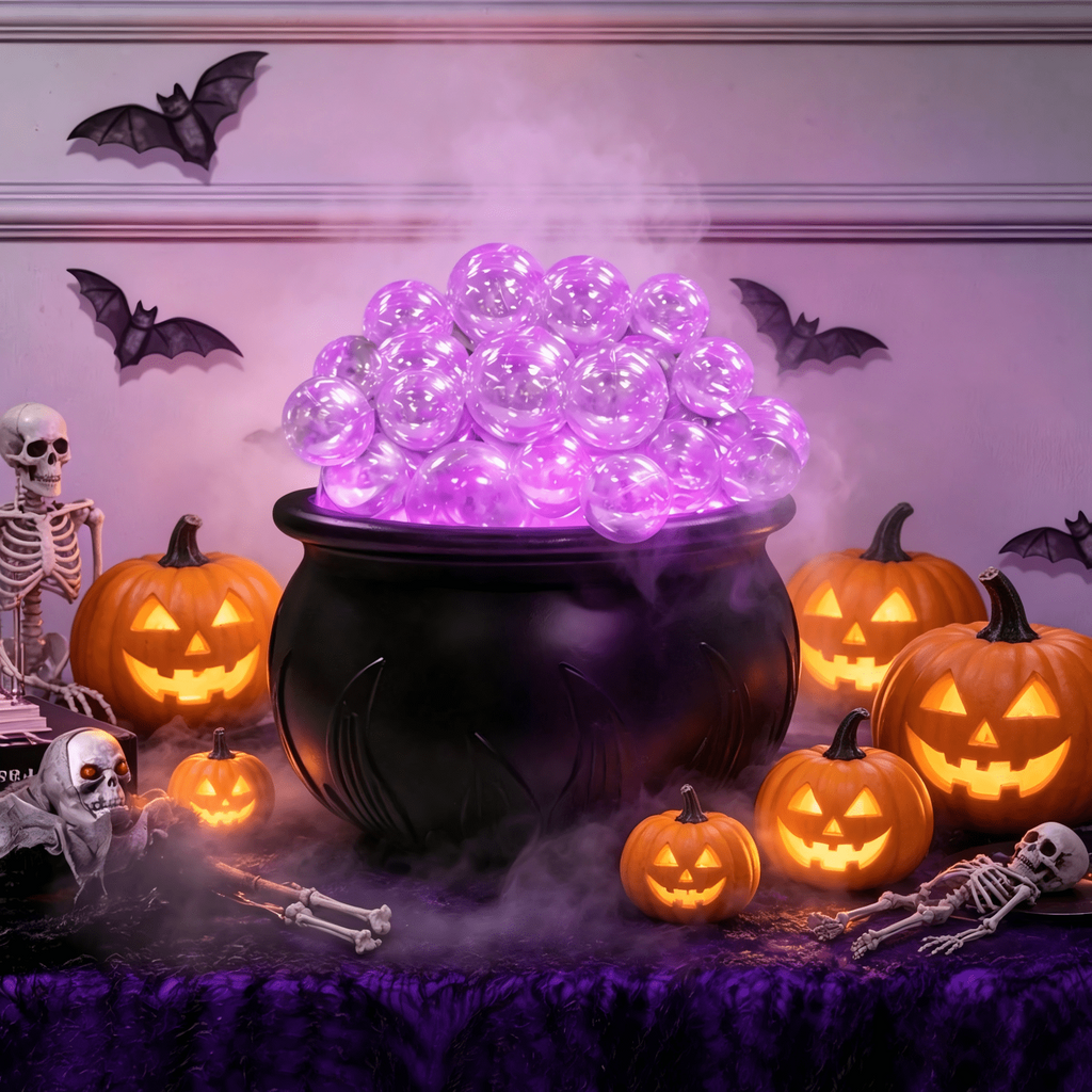 Halloween Decorations Indoor - DIY Bubbling Cauldron Set - Black Plastic Bowl Hocus Pocus Party Decoration - Spooky Vintage Decor for Home Kitchen Room Party Table