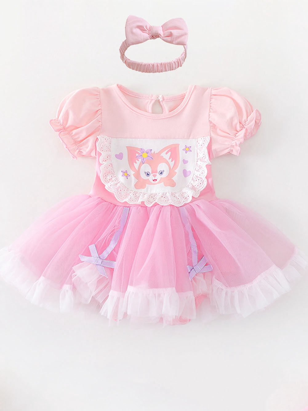 WIBACKER Infant Baby Girls Princess Romper Costume Onesie Fancy Dress Bodysuit with Headband Halloween Birthday Dresses