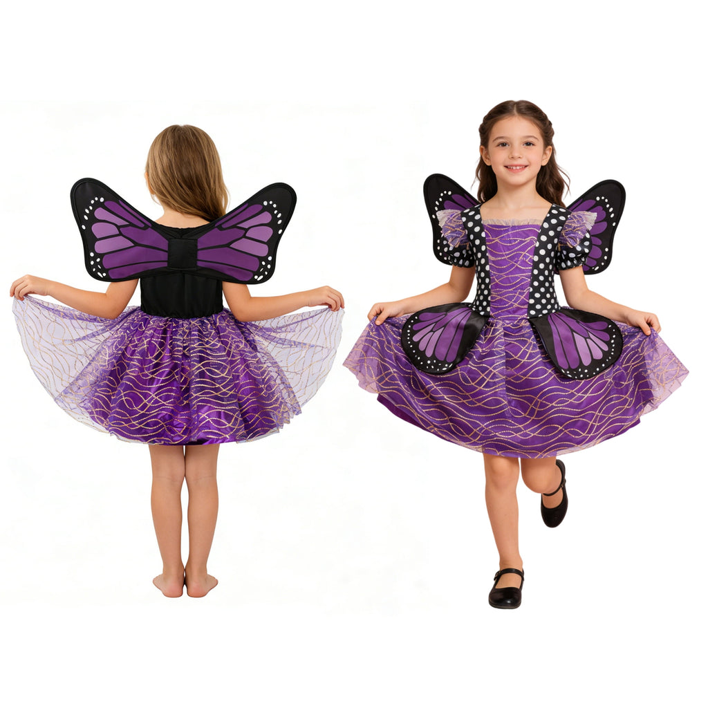 CZKHPTY Girls 3D Butterfly Fairy Tutu Dress, Whimsical Garden Princess Pretend Play Fancy Outfit, Sizes 7-8Y