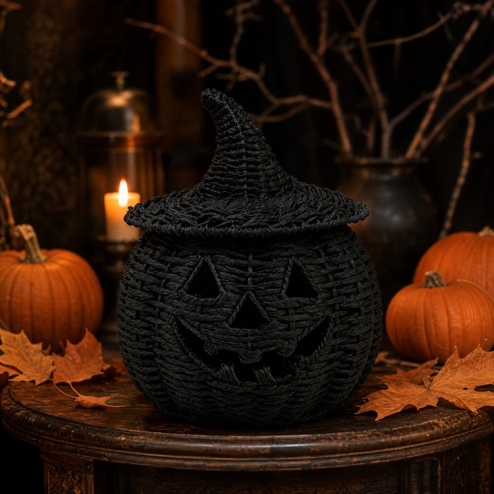 Halloween Decor Witch Hat Lamp, LED Halloween Night Light, Halloween Decorations Indoor, Witchy Decor for Shelf Mantel Table, Gothic Home Decoration