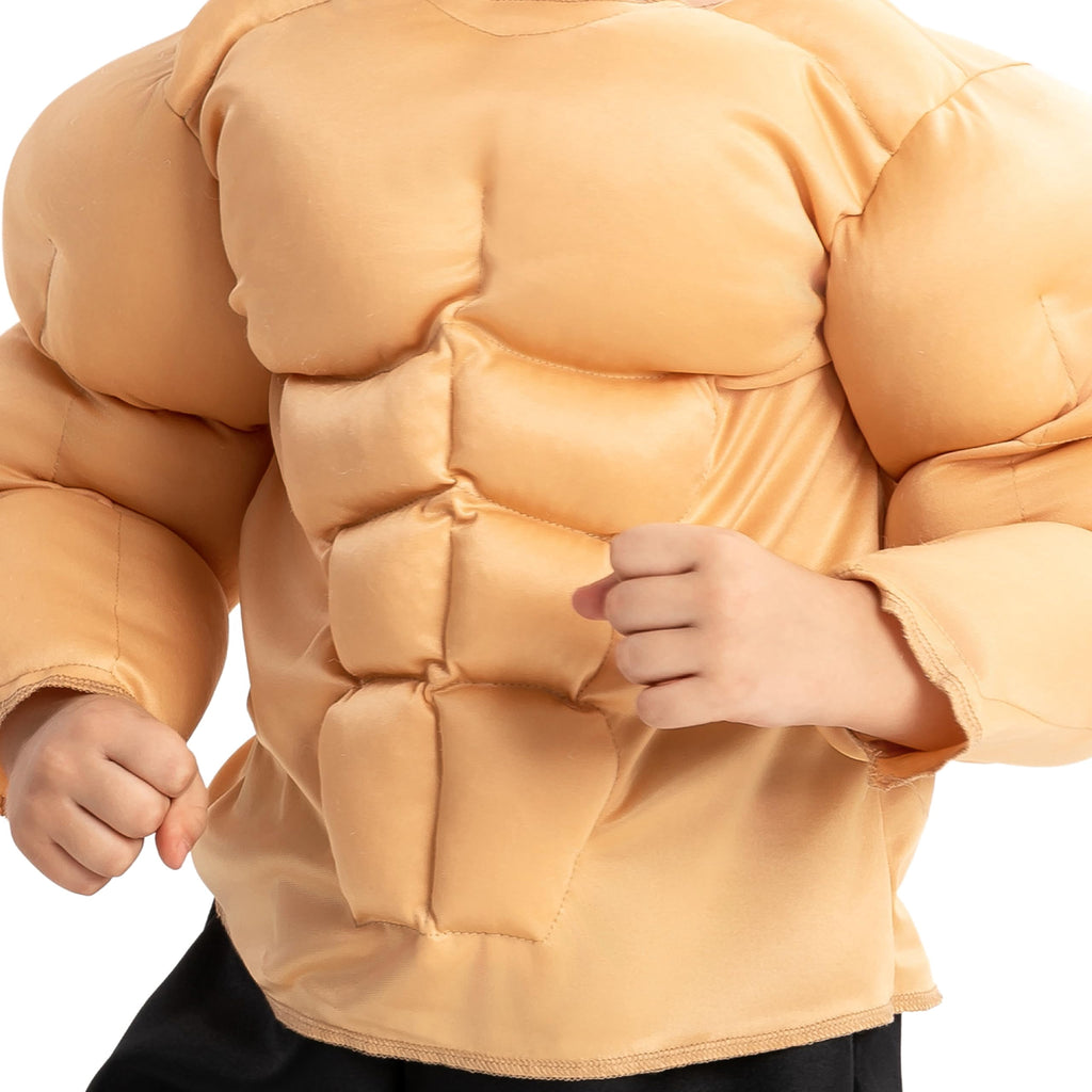 Joyfy Halloween Muscle Costume for Kids, Body Builder Costume Shirt Kids Boys Suit for Halloween Dress-up Party 5-14 Years