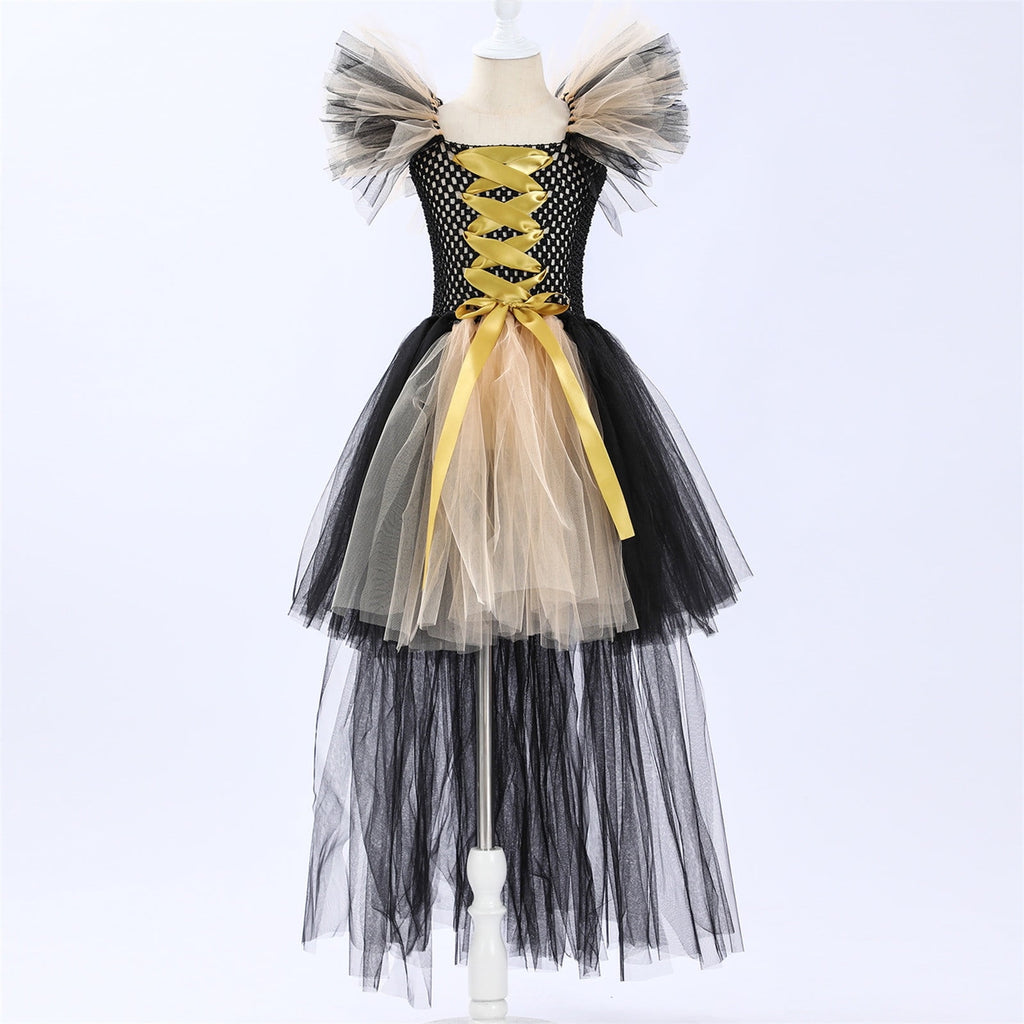 HNMKIU Halloween for Girls Toddler Kids Baby Girls Magnificent Witch Halloween Black Gown Fancy Dress Up Cosplay Party Tutu Dress Dresses E - 18-24 Months