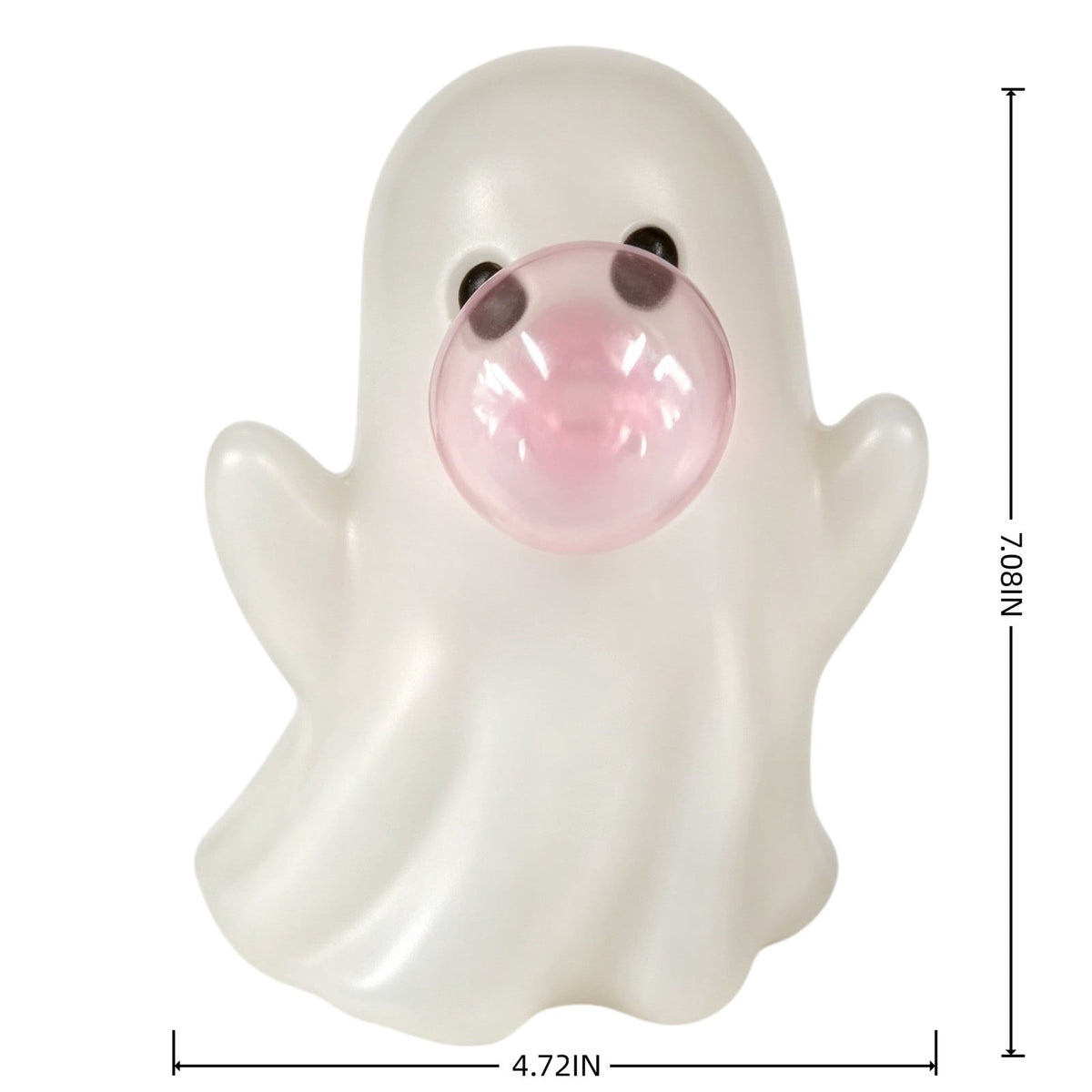 Cute Reading Ghost in Teacup Figurine, Resin Ghost Statue with Pink Bow Heart Floral Cup, Table Centrepiece Tiered Tray Desk Shelf Decor, Small Halloween Decorations, 4.5 Inch