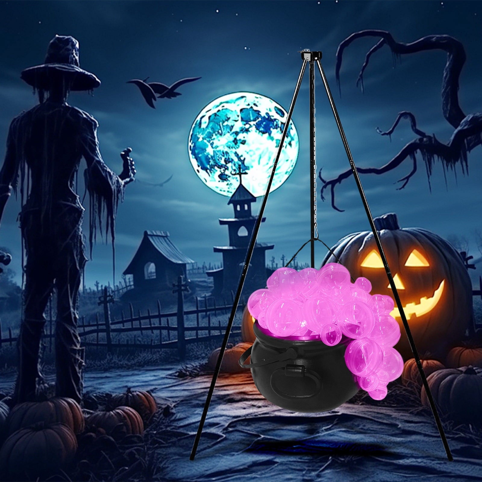 Muecwrye Halloween Decorations Outdoor, Halloween Clearance! Halloween Witches Cauldron with Lights, DIY Bubbling Cauldron Set Decor for Home Porch Outside, Halloween Party Supplies( Without Tripod)