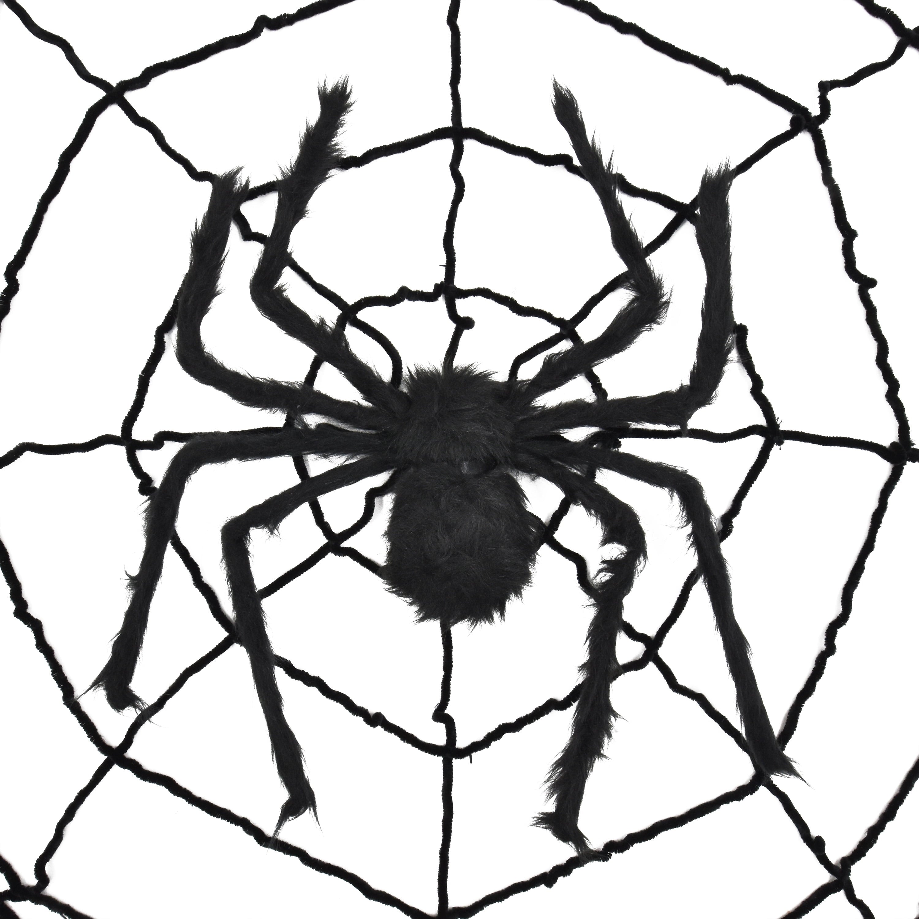 Giant Spider Web with Spider Decoration, Black, 8', Halloween by Way To Celebrate