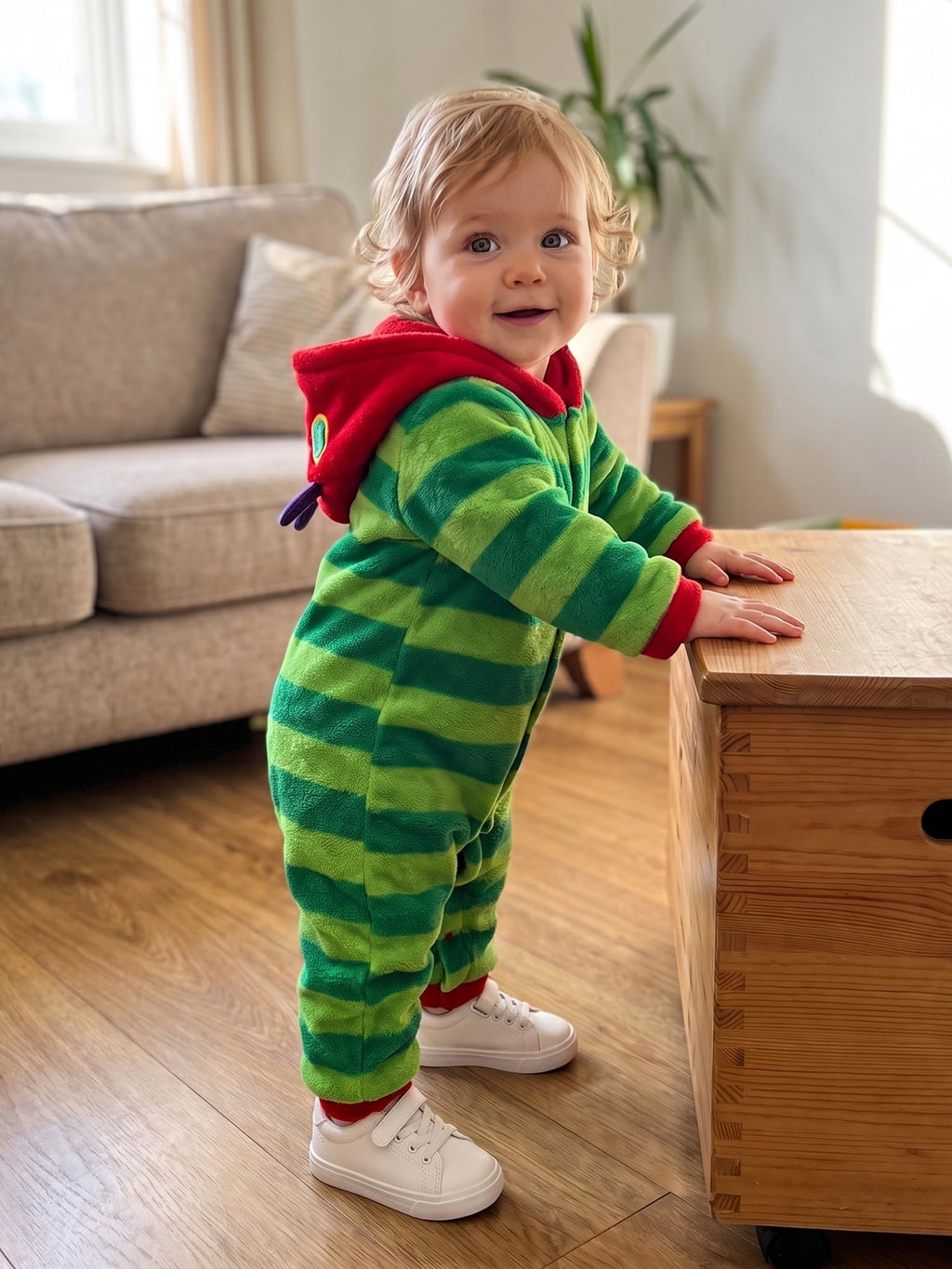 RUINIXCW Toddler Baby Boy Girl Halloween Caterpillar Costume Newborn Infant Baby Fleece Jumpsuit Warm Fall Winter Clothes Long Sleeve Striped Hooded Romper