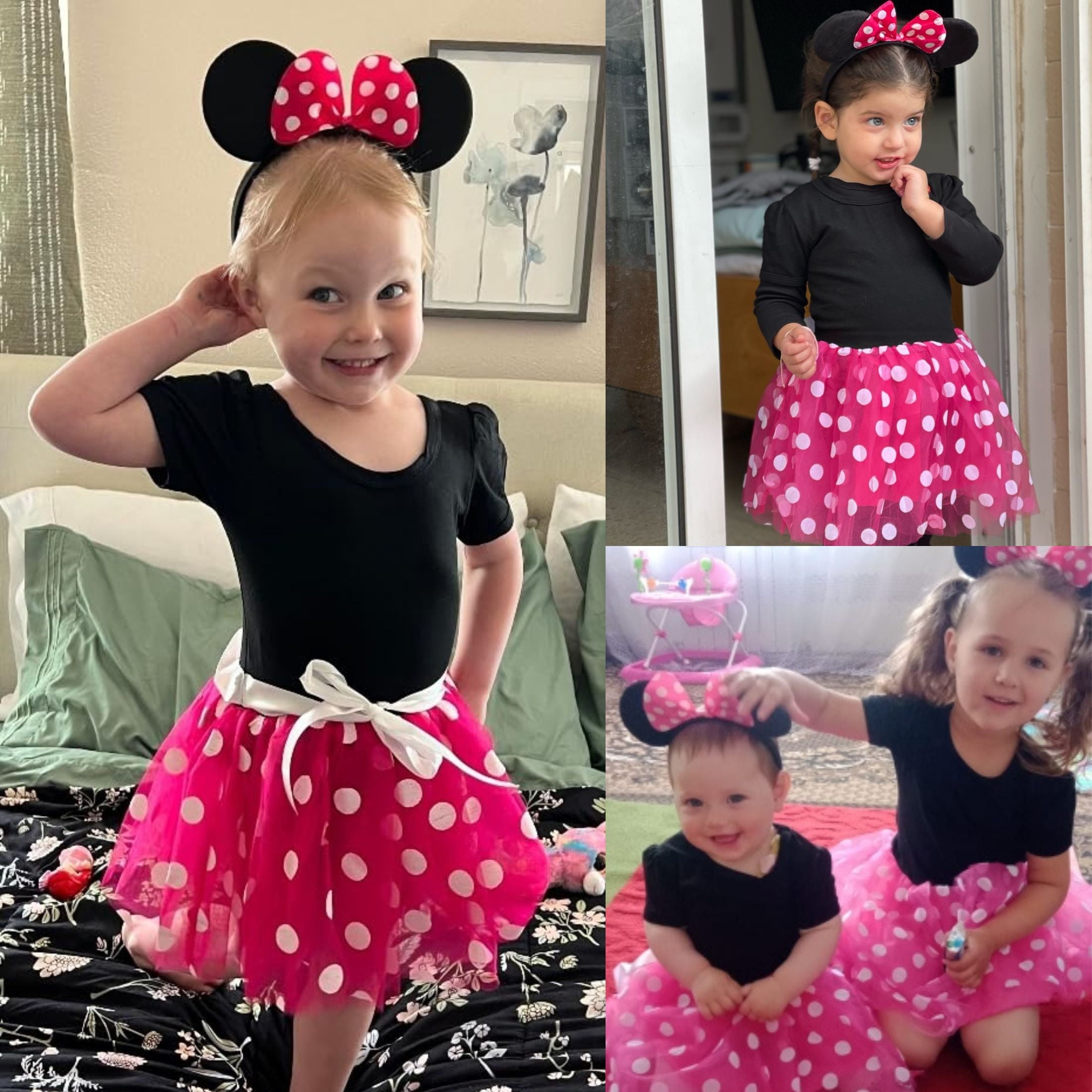 Jurebecia Girls Red Polka Dot Tutu Dress with Bow Headband, Baby Toddler Party Costume for Birthday & Cosplay (110 cm)