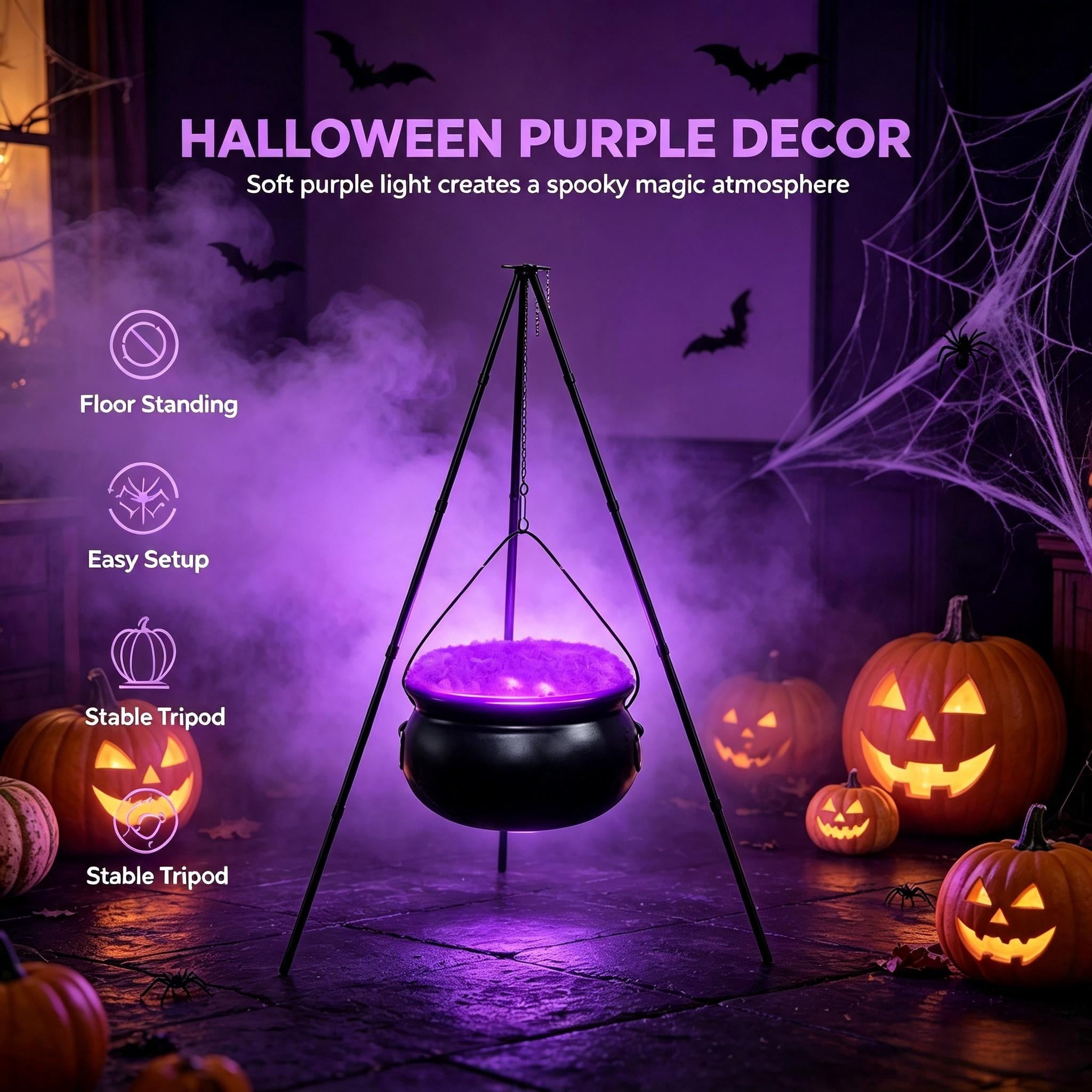 Muecwrye Halloween Decorations Outdoor, Halloween Clearance! Halloween Witches Cauldron with Lights, DIY Bubbling Cauldron Set Decor for Home Porch Outside, Halloween Party Supplies( Without Tripod)