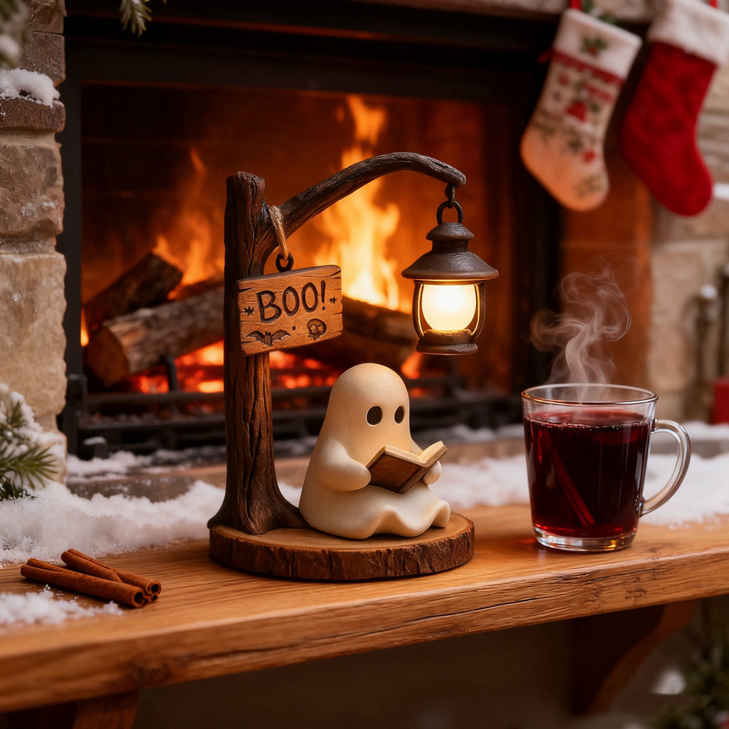 YZEGDCH Halloween 3D Ghost Campfire Flickering Night Light 2 Funny Roasting Marshmallows at Campfire LED Electric Faux Flameless Campfire Nightlight Funny Halloween Decor
